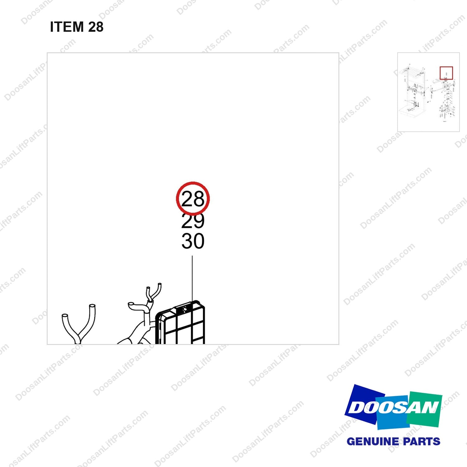 300611-01741 WIRING;ELECTRIC PARTS - parts diagram, item 28 shown - genuine Doosan / Bobcat forklift part