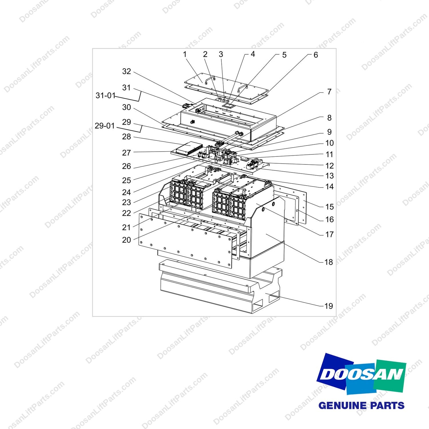 300611-02272 BATTERY GP  PC - full parts diagram - genuine Doosan / Bobcat forklift part