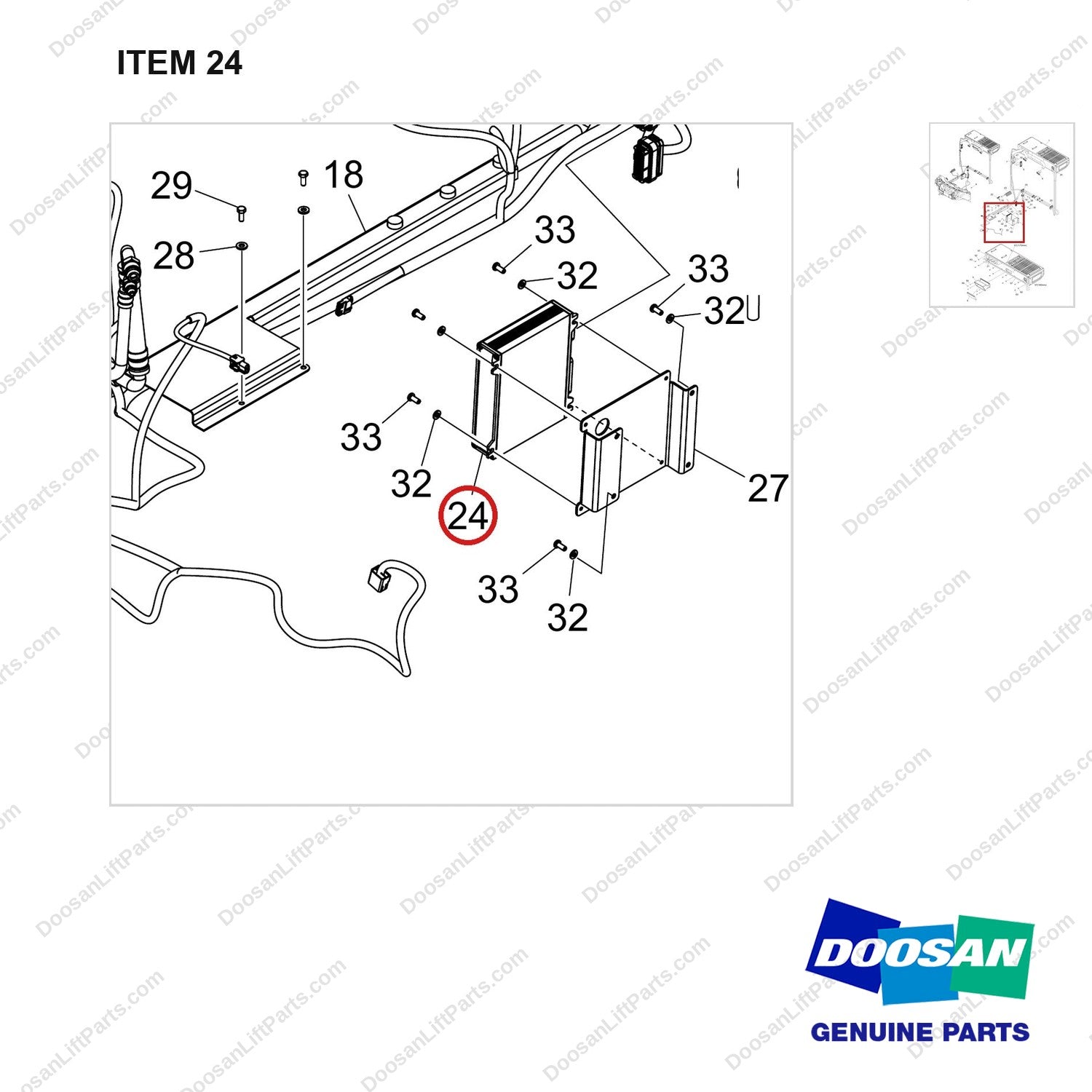 300611-02287 OPTION;HVAC SYSTEM - parts diagram, item 24 shown - genuine Doosan / Bobcat forklift part