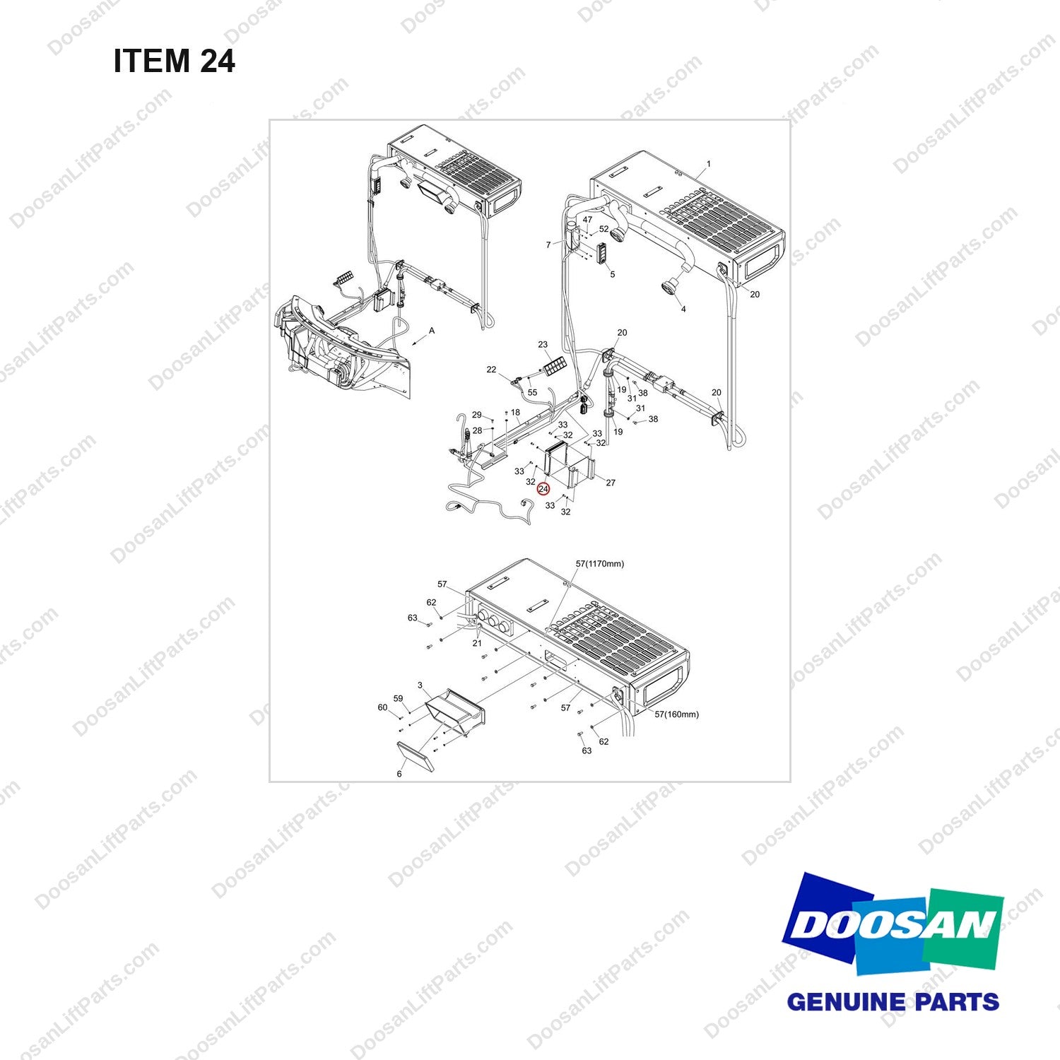 300611-02287 OPTION;HVAC SYSTEM - full parts diagram, item 24 marked - genuine Doosan / Bobcat forklift part