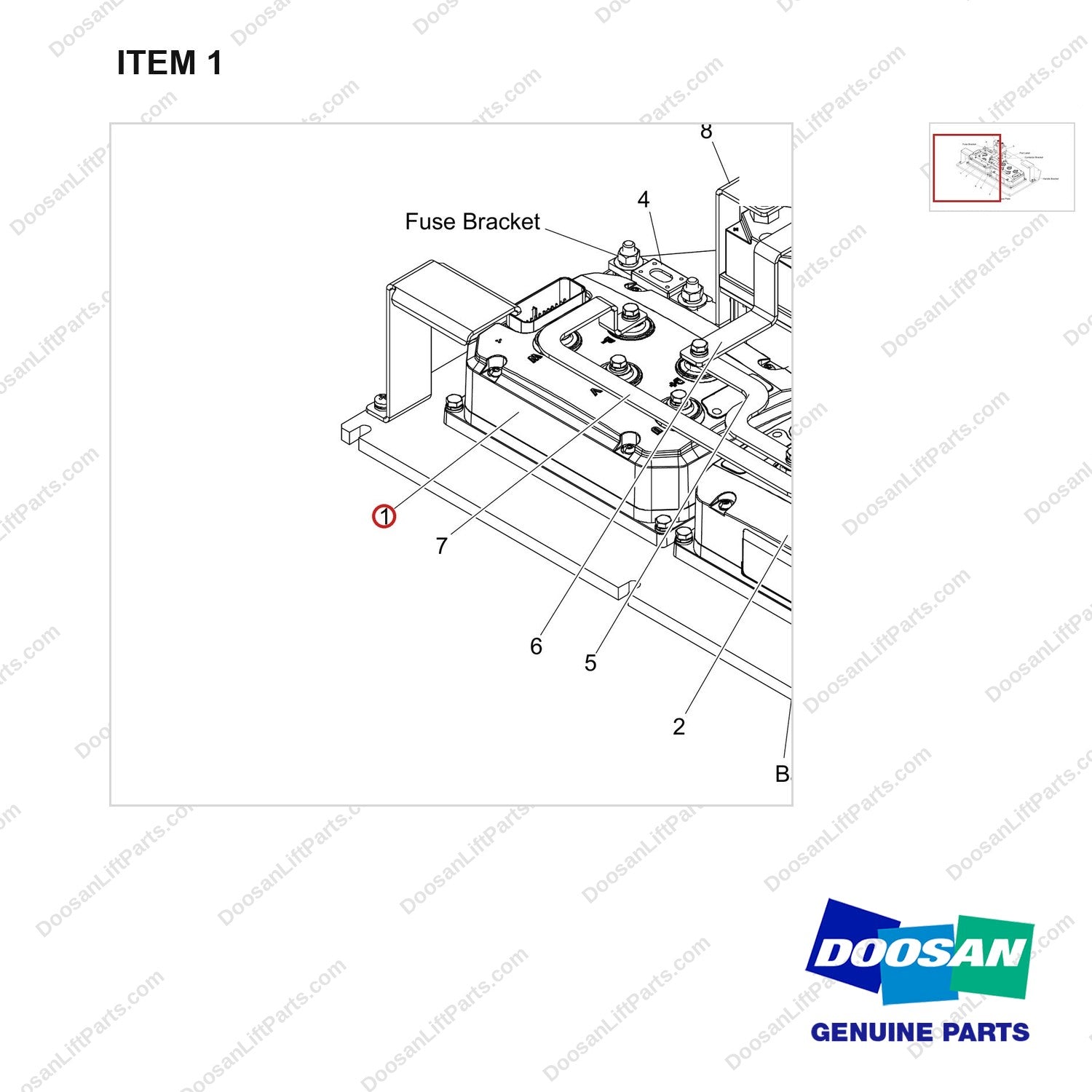300611-02590 CONTROLLER ASSY;F CONTOLLER;36V - parts diagram, item 1 shown - genuine Doosan / Bobcat forklift part
