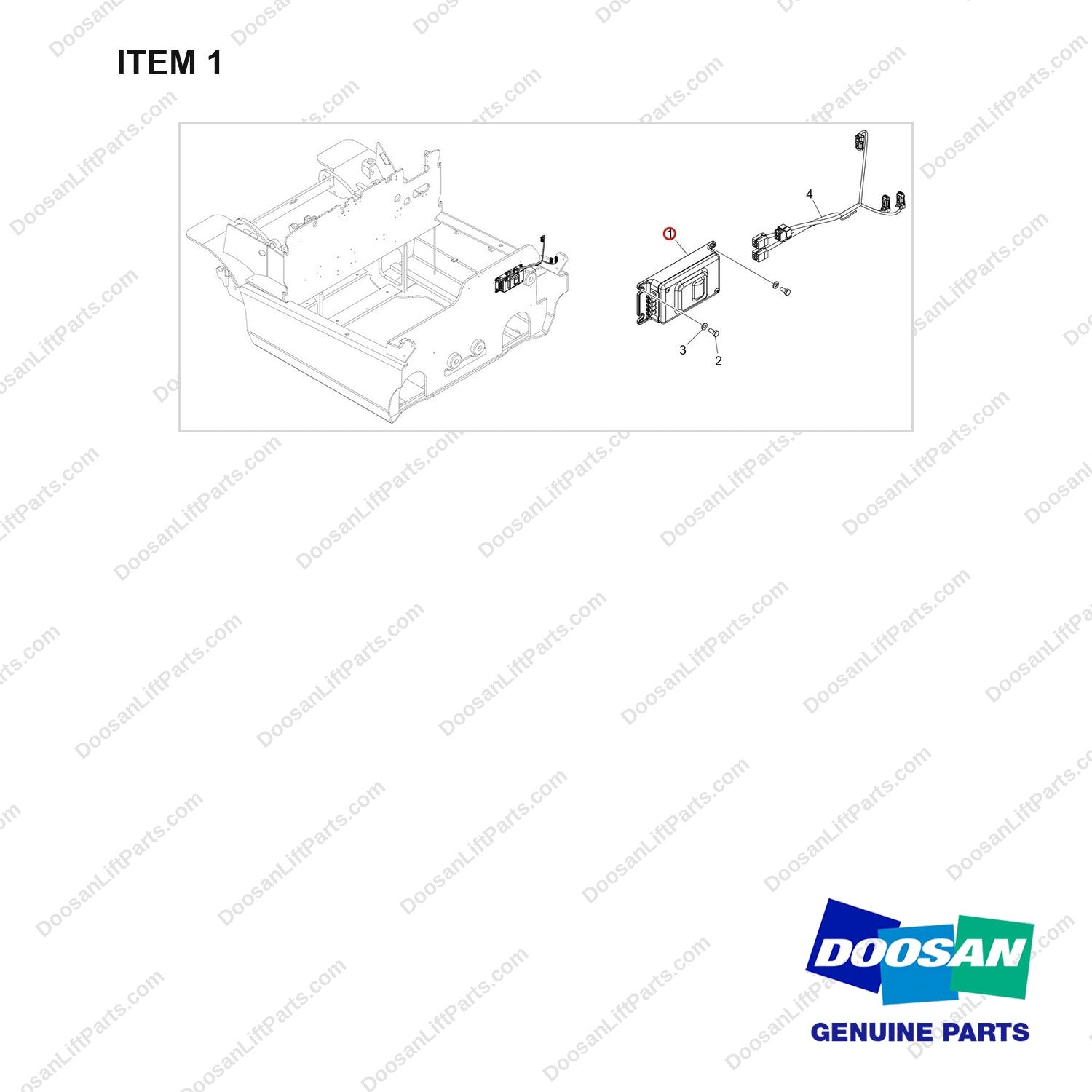 300612-00276 INSTALL;WIRUNG, DC/DC, F/S - full parts diagram, item 1 marked - genuine Doosan / Bobcat forklift part