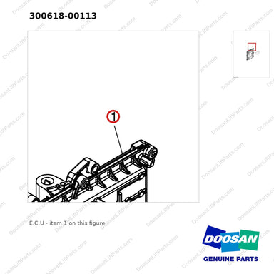 300618-00113 E.C.U - parts diagram, item 1 shown - genuine Doosan / Bobcat forklift part