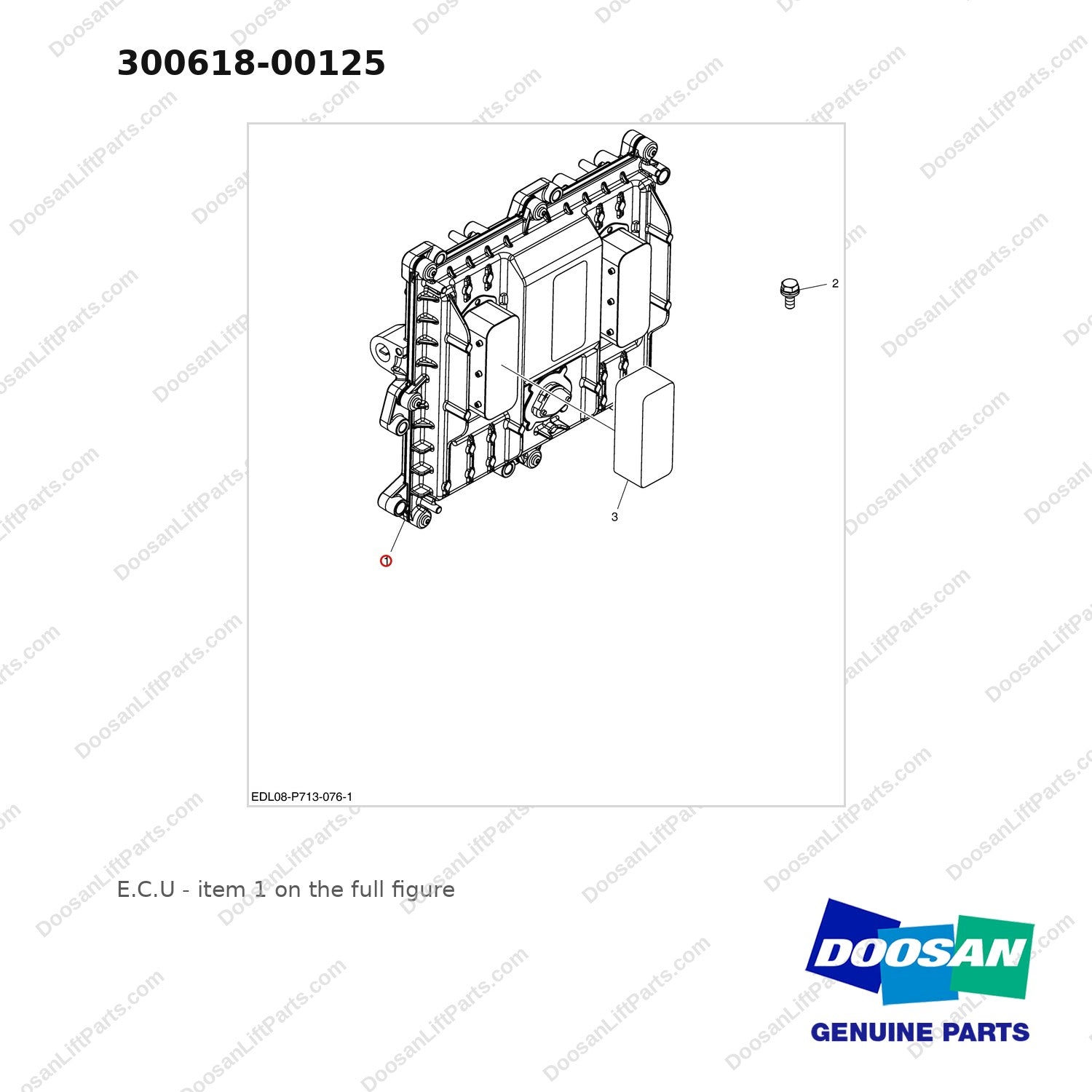 300618-00125 E.C.U - full parts diagram, item 1 marked - genuine Doosan / Bobcat forklift part