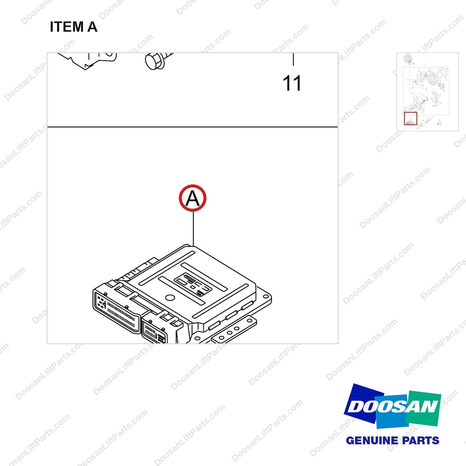 300618-00221 ENGINE ASSY;PRIMARY_GCT 2.5L CERT LP_CUS - parts diagram, item A shown - genuine Doosan / Bobcat forklift part