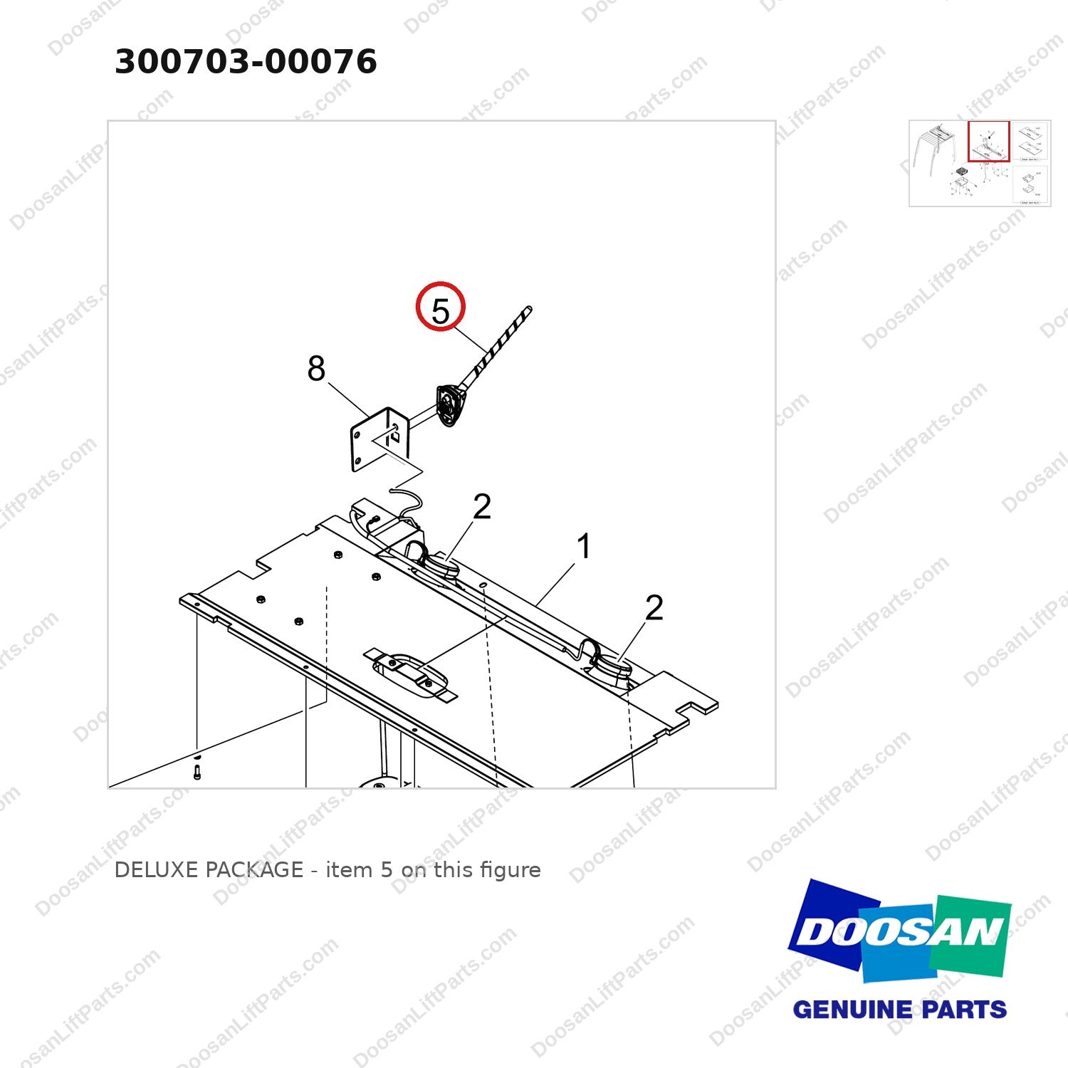 300703-00076 DELUXE PACKAGE - parts diagram, item 5 shown - genuine Doosan / Bobcat forklift part
