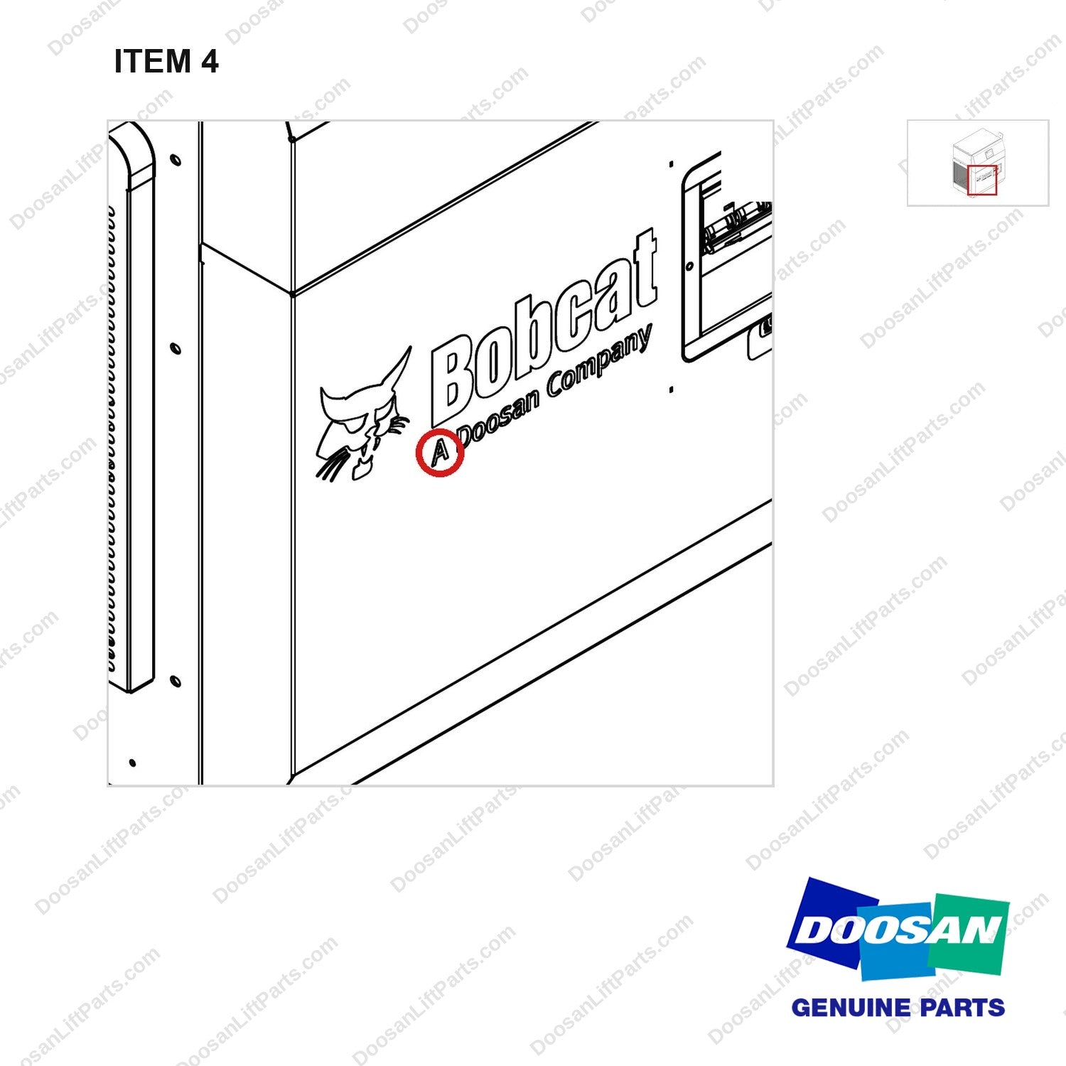 300708-00879 CHARGER;NA/480V/3P/48-80V/DIN320,LFP - parts diagram, item 4 shown - genuine Doosan / Bobcat forklift part