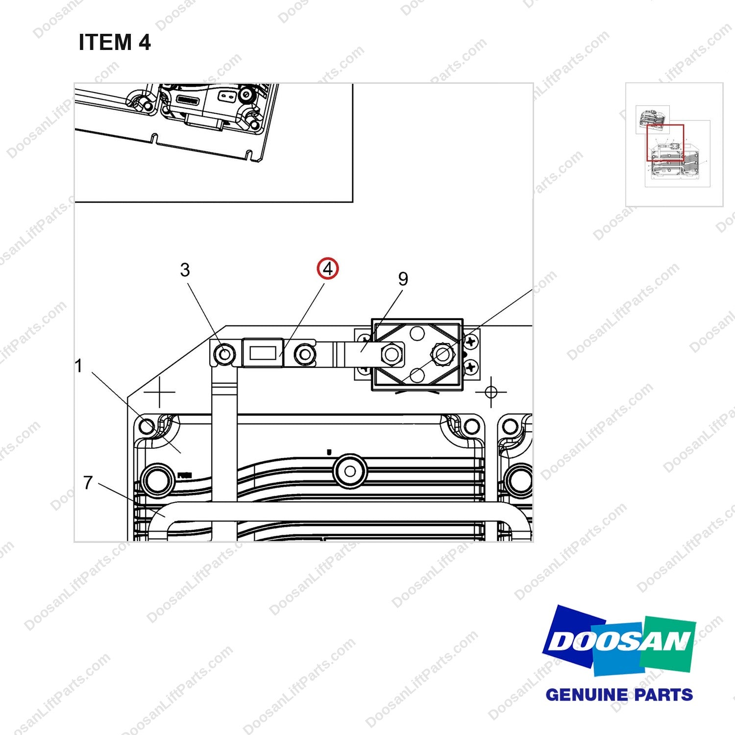 300803-00037 Controller Assy - Curtis Controller - parts diagram, item 4 shown - genuine Doosan / Bobcat forklift part