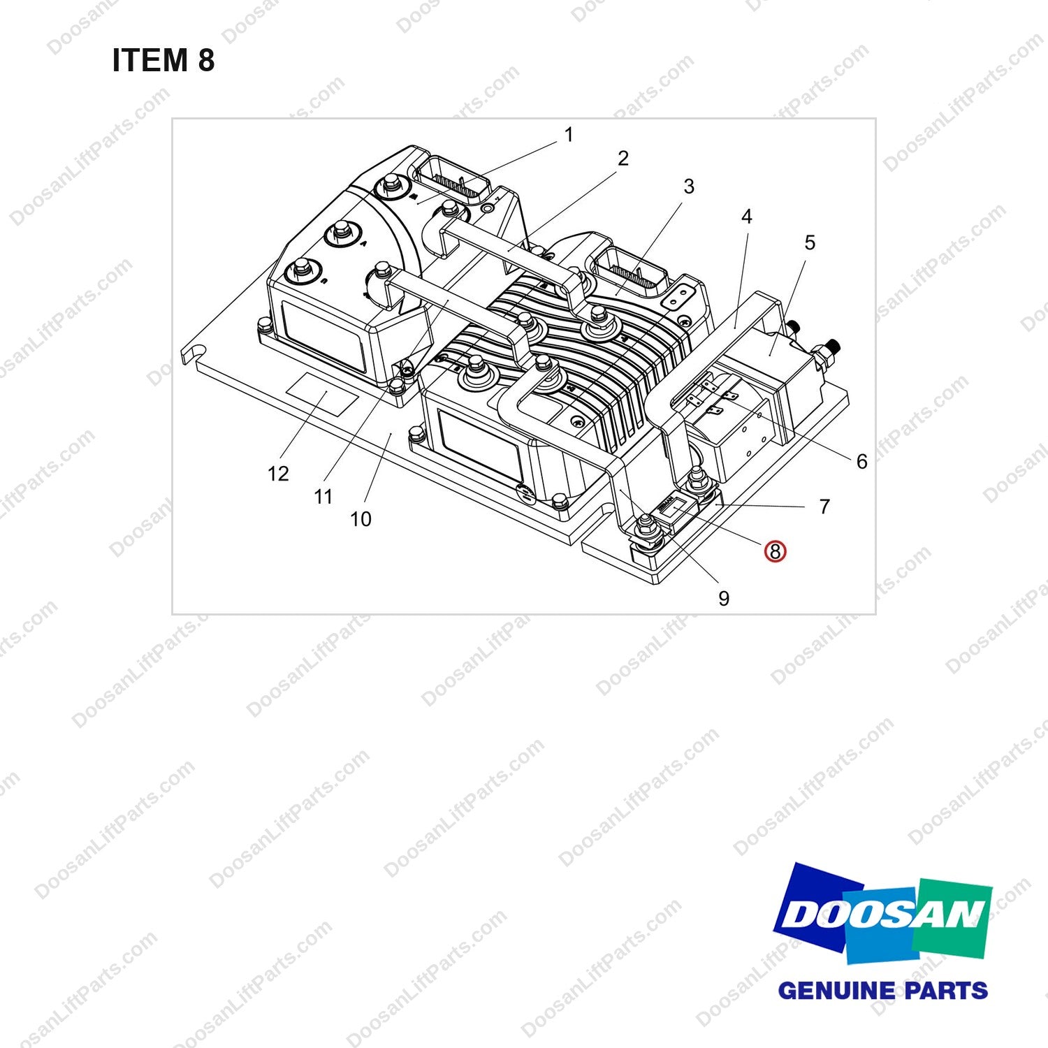 300803-00553 CONTROLLER ASSY;B20/25NS - full parts diagram, item 8 marked - genuine Doosan / Bobcat forklift part