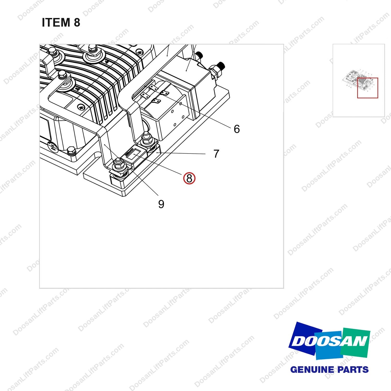 300803-00553 CONTROLLER ASSY;B20/25NS - parts diagram, item 8 shown - genuine Doosan / Bobcat forklift part