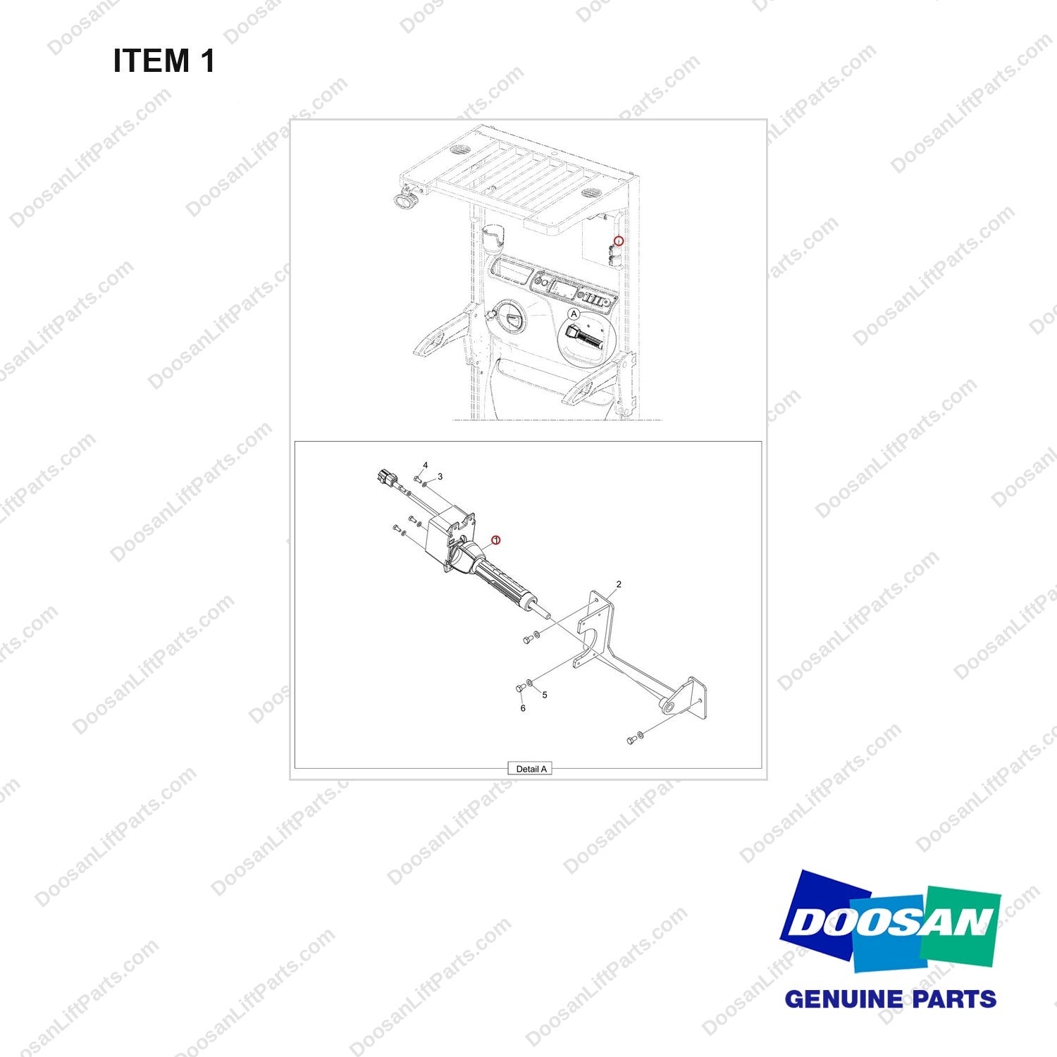 301404-00063 ACCELARATOR;DRIVE&LIFT - full parts diagram, item 1 marked - genuine Doosan / Bobcat forklift part
