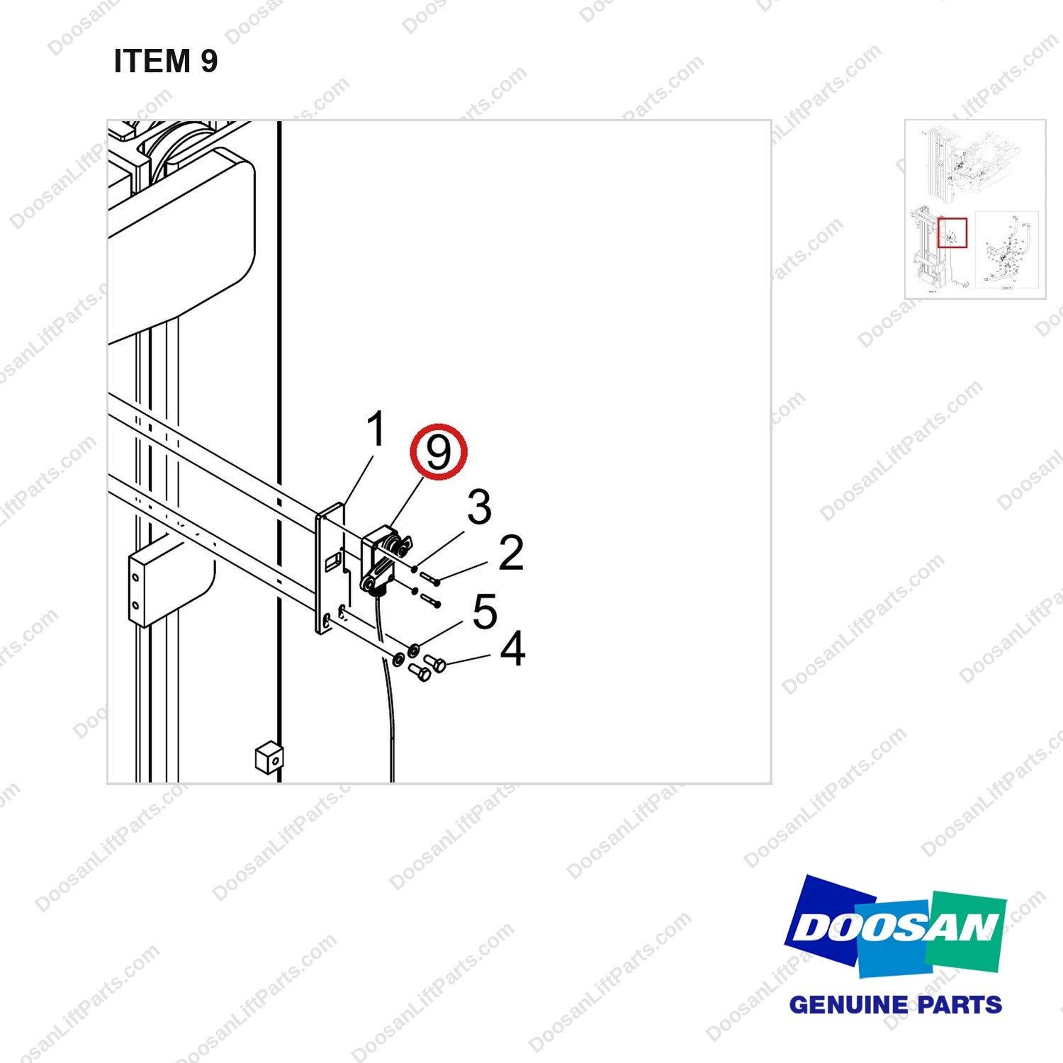 301411-00535 GSS OPTION GP;ELECTRIC FFT 4200 OVER - parts diagram, item 9 shown - genuine Doosan / Bobcat forklift part