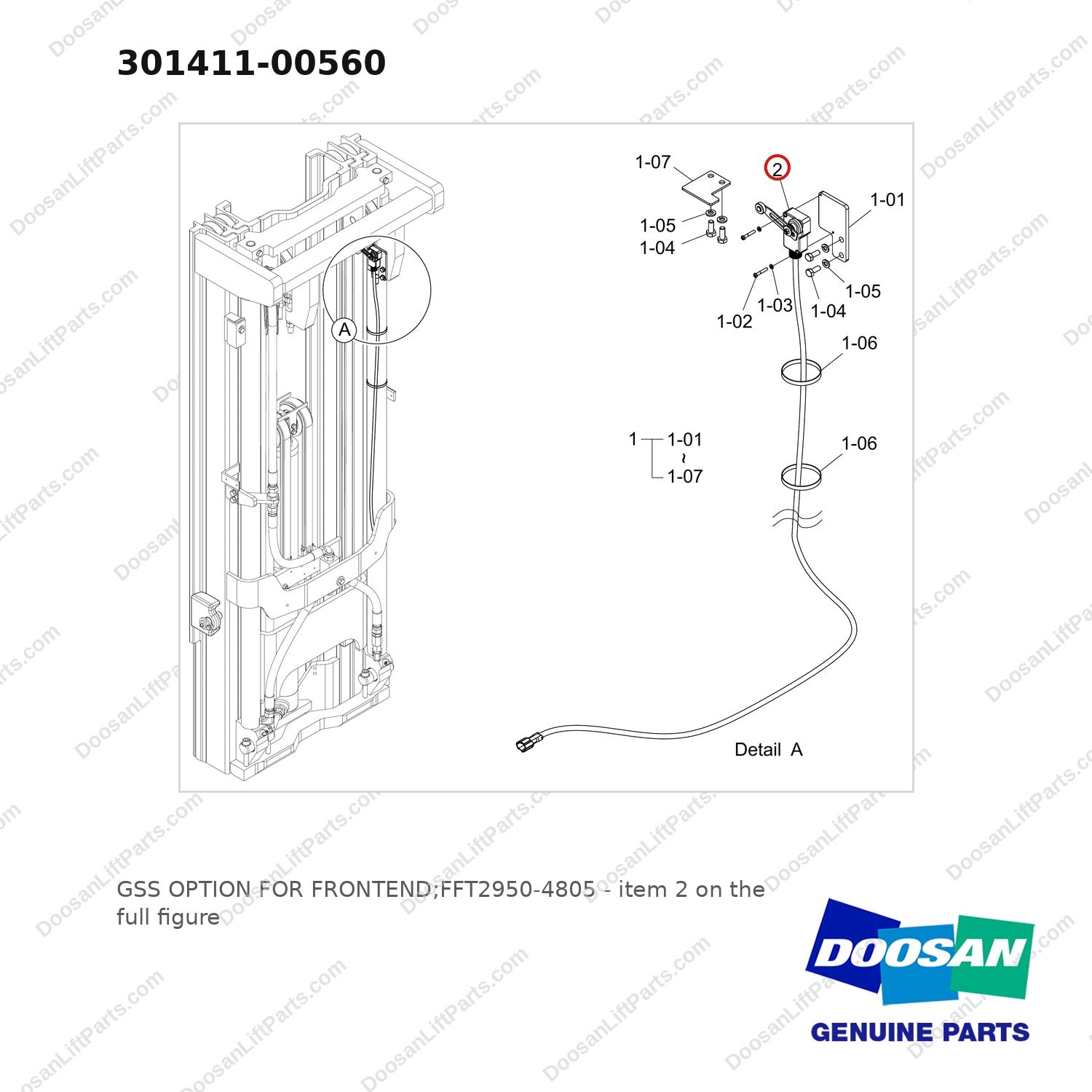 301411-00560 GSS OPTION FOR FRONTEND;FFT2950-4805 - full parts diagram, item 2 marked - genuine Doosan / Bobcat forklift part