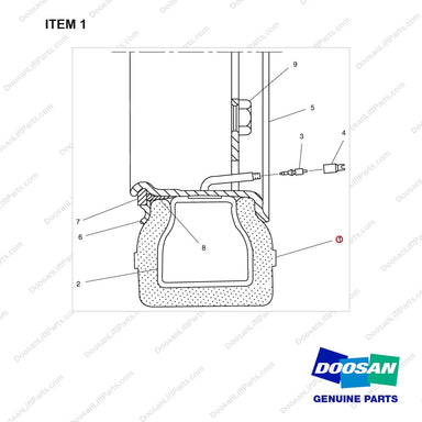 301865-01 WHEEL & TIRE GP-DRIVE AND MOUNTING - full parts diagram, item 1 marked - genuine Doosan / Bobcat forklift part