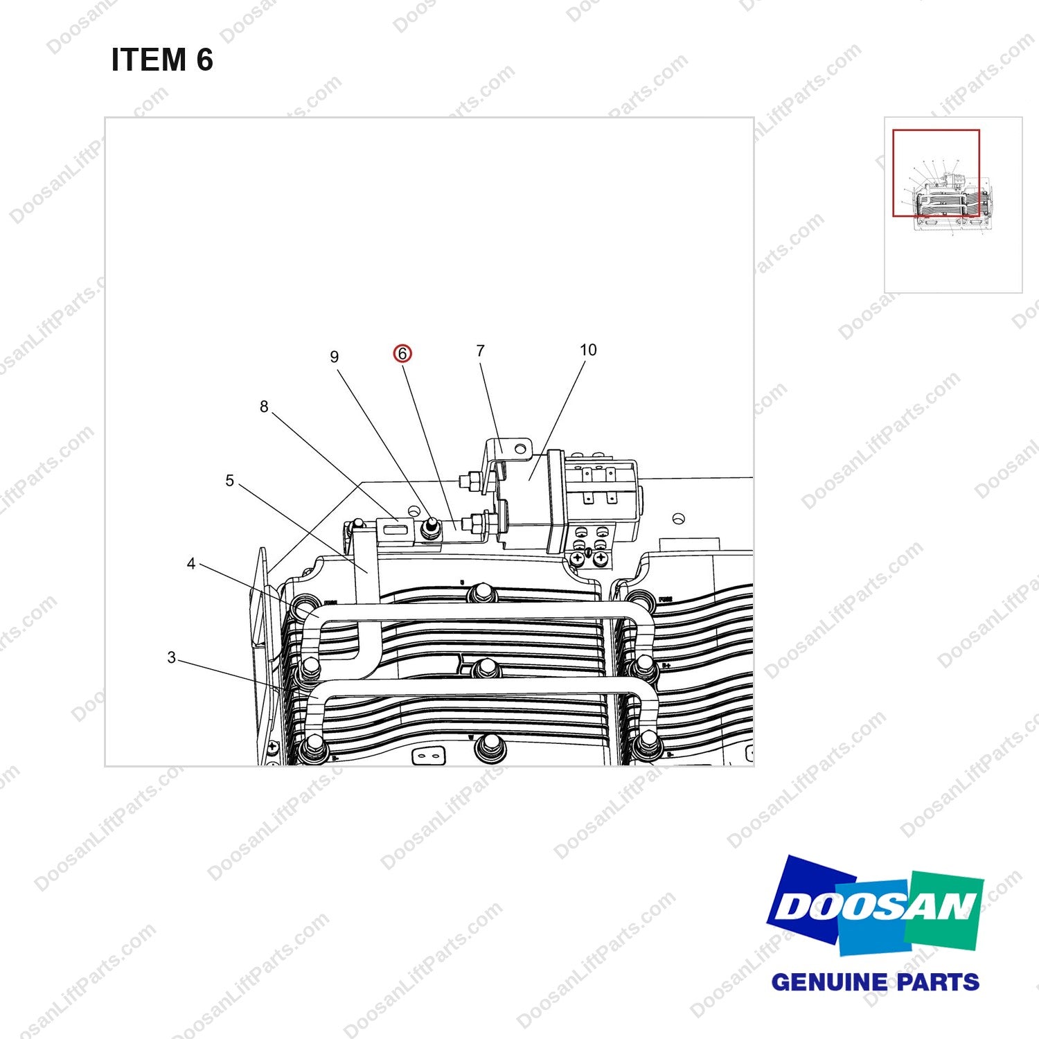 310201-00091 Controller Assy - parts diagram, item 6 shown - genuine Doosan / Bobcat forklift part