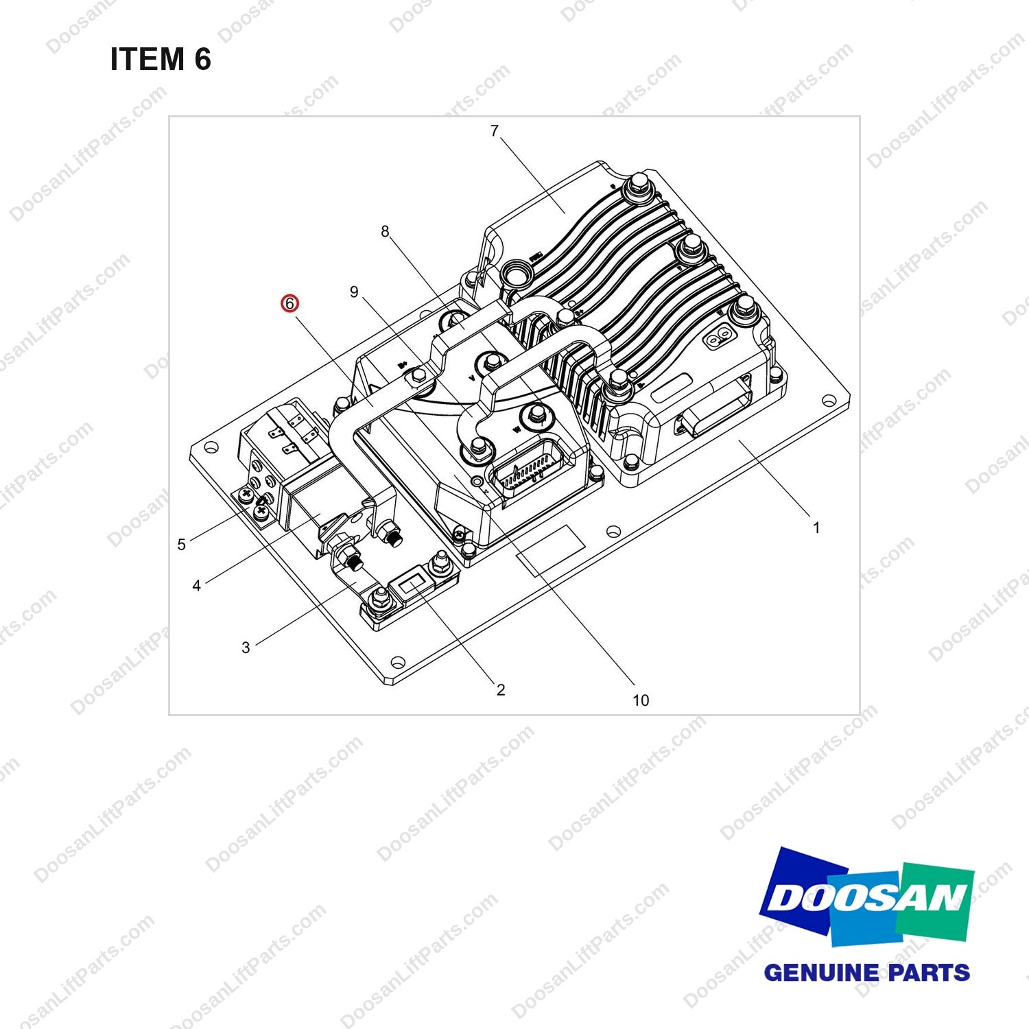 310201-00125 CONTROLLER ASSY - full parts diagram, item 6 marked - genuine Doosan / Bobcat forklift part