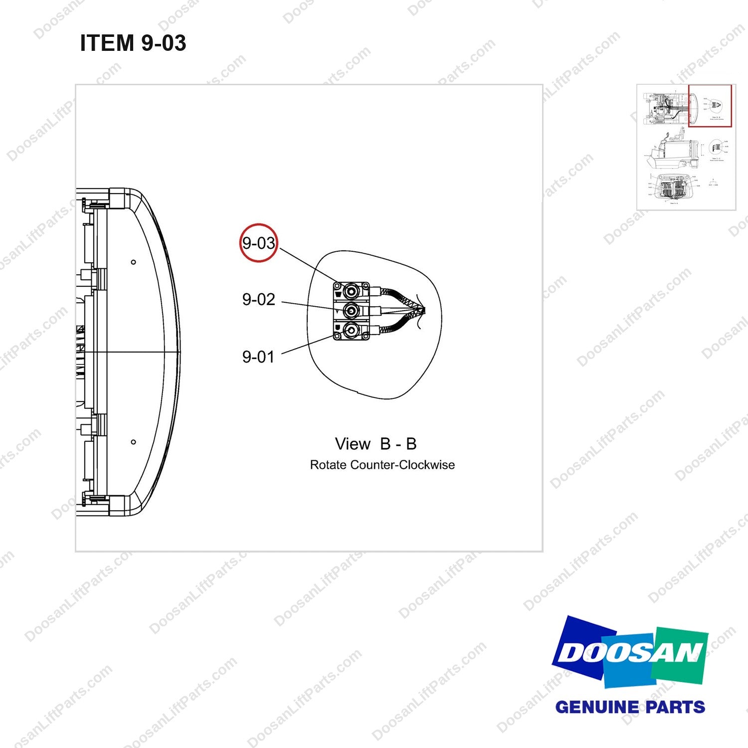 310203-03246 PANEL - parts diagram, item 9-03 shown - genuine Doosan / Bobcat forklift part