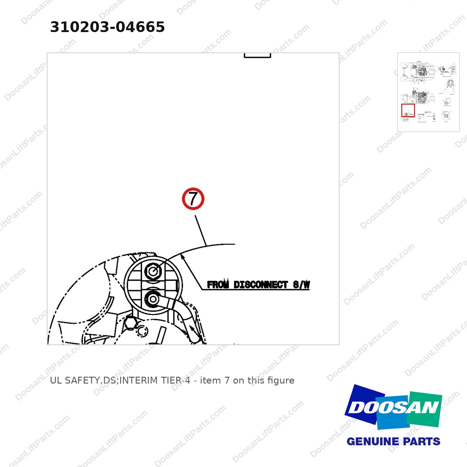 310203-04665 UL SAFETY,DS;INTERIM TIER-4 - parts diagram, item 7 shown - genuine Doosan / Bobcat forklift part