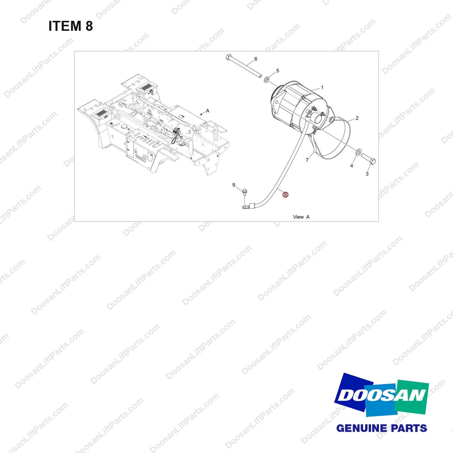 310203-06959 ALTERNATOR GROUP - full parts diagram, item 8 marked - genuine Doosan / Bobcat forklift part