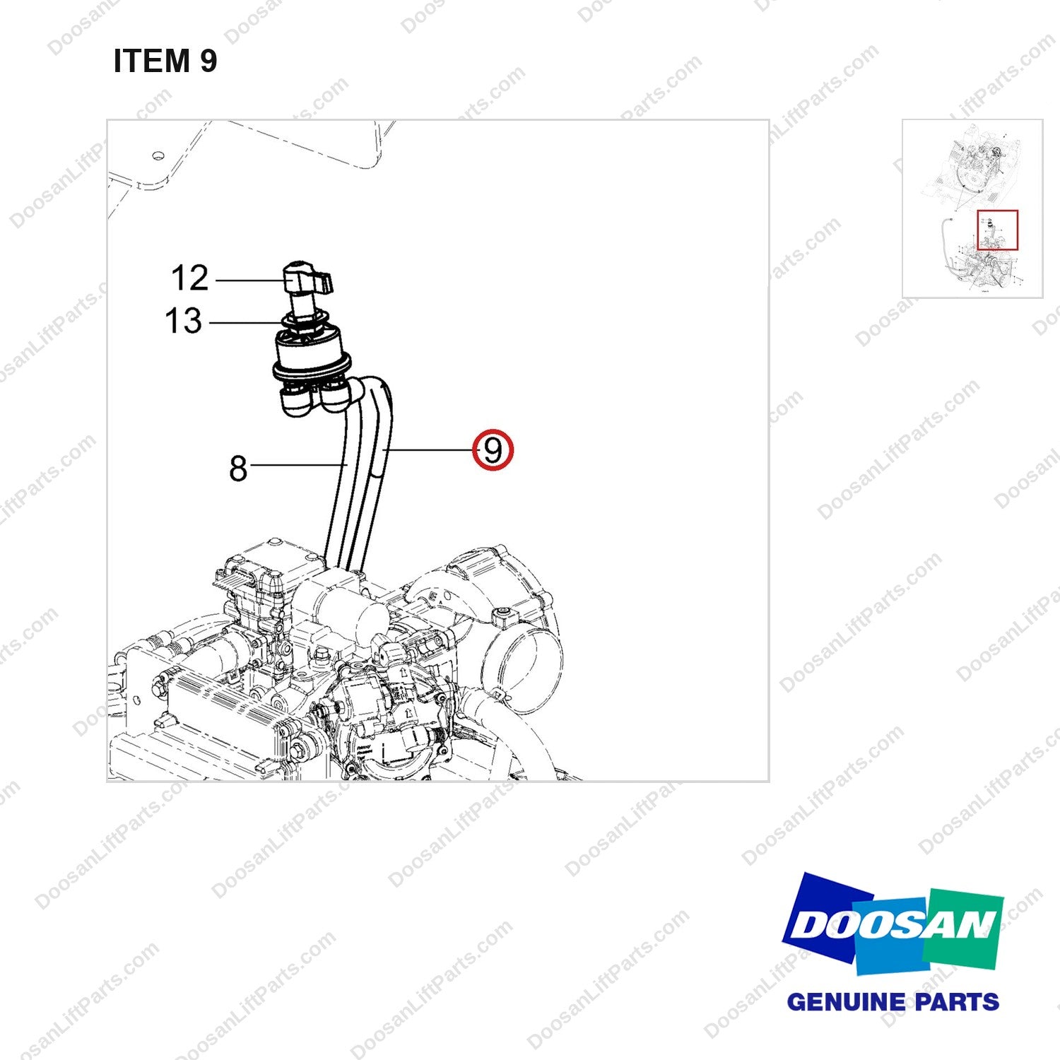 310203-11638 OPTION-HOMOLOGATION;UL-LPS,GC45S-9 - parts diagram, item 9 shown - genuine Doosan / Bobcat forklift part