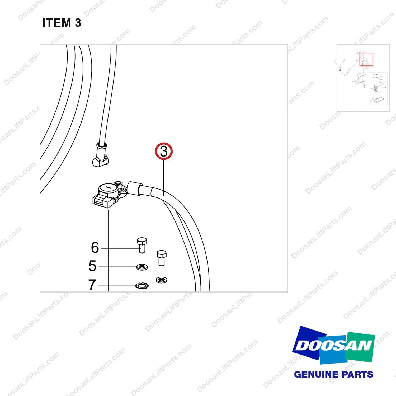 310203-11644 BATTERY GROUP - parts diagram, item 3 shown - genuine Doosan / Bobcat forklift part