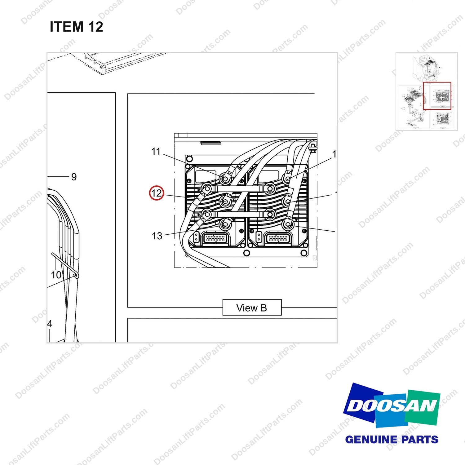 310203-11683 PANEL ASSY,CONTROL - parts diagram, item 12 shown - genuine Doosan / Bobcat forklift part