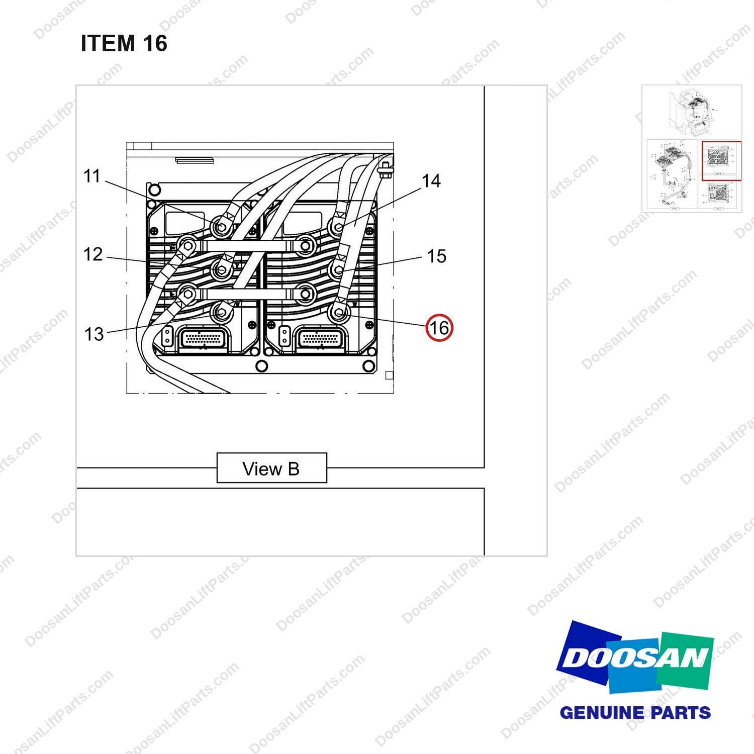 310203-11687 PANEL ASSY,CONTROL - parts diagram, item 16 shown - genuine Doosan / Bobcat forklift part