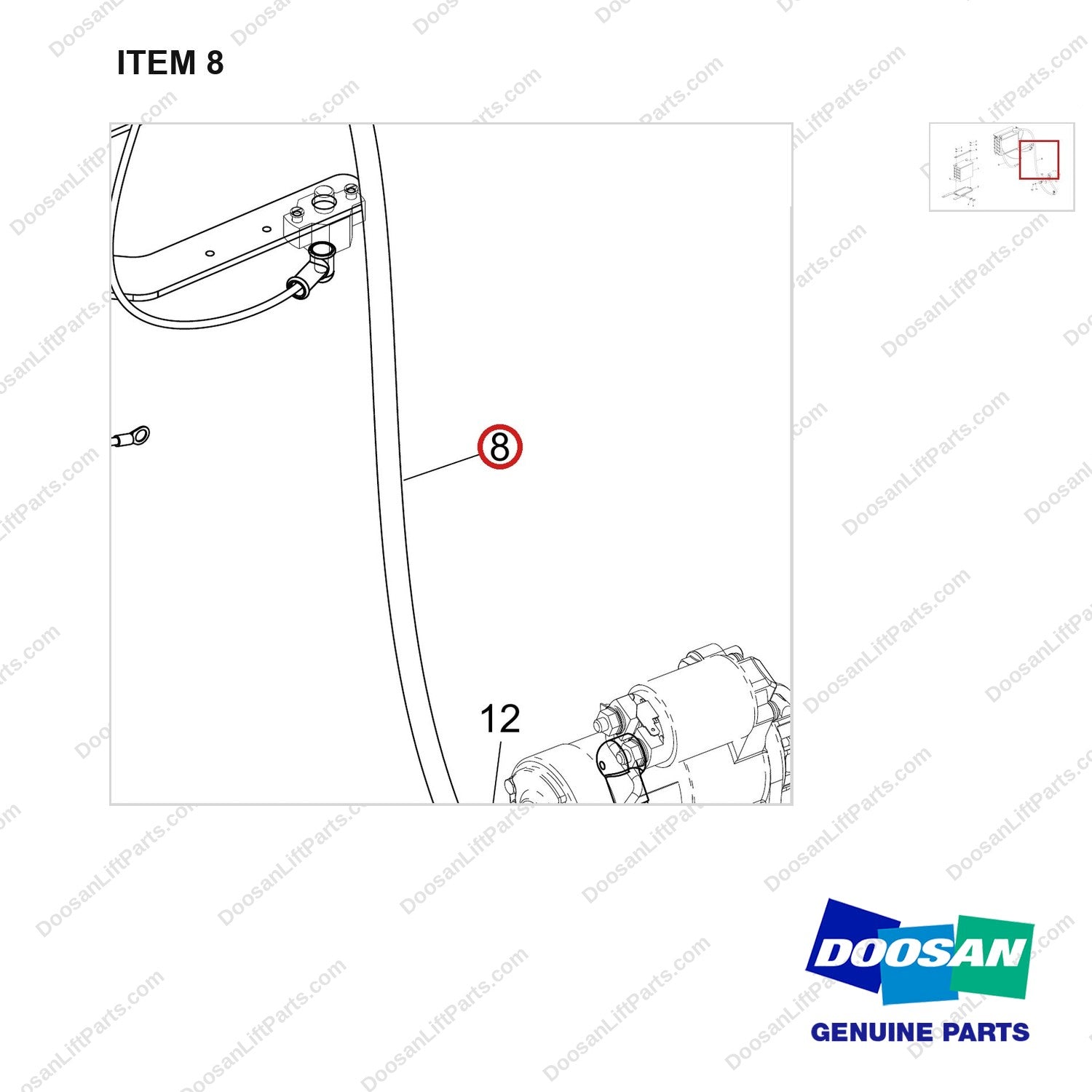 310203-11719 BATTERY GROUP - parts diagram, item 8 shown - genuine Doosan / Bobcat forklift part