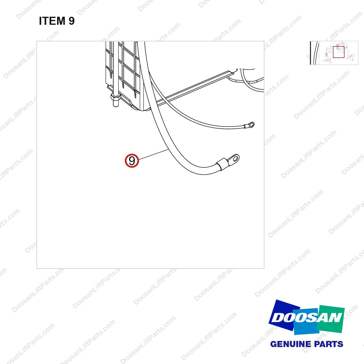 310203-11720 BATTERY GROUP - parts diagram, item 9 shown - genuine Doosan / Bobcat forklift part