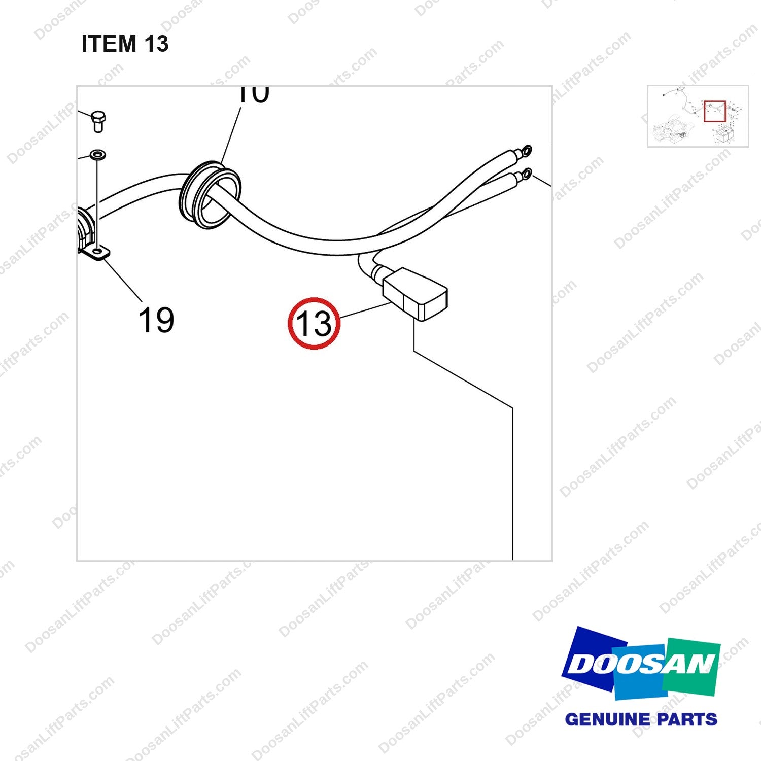 310203-11916 BATTERY GP;UL D TO DS - parts diagram, item 13 shown - genuine Doosan / Bobcat forklift part