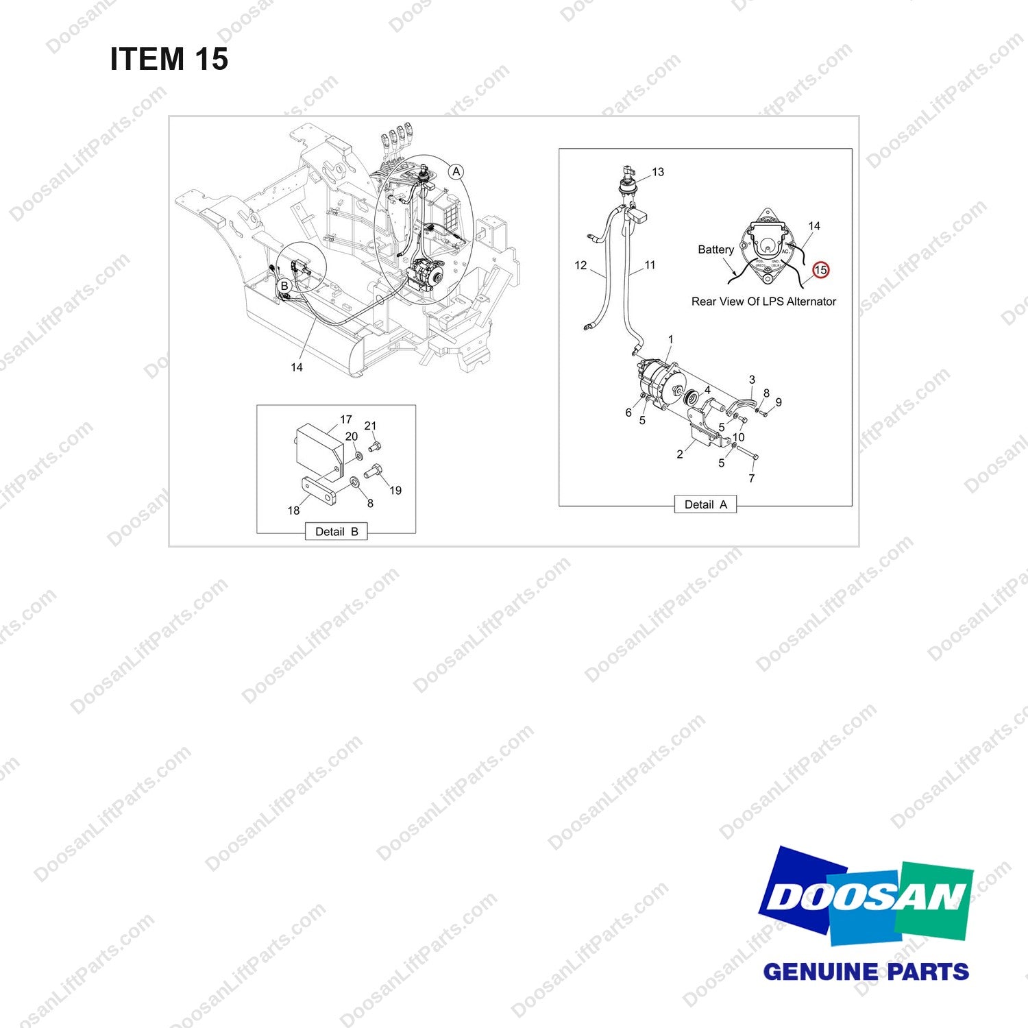 310203-12184 CH/OV AR-UL SAFETY;LP - full parts diagram, item 15 marked - genuine Doosan / Bobcat forklift part