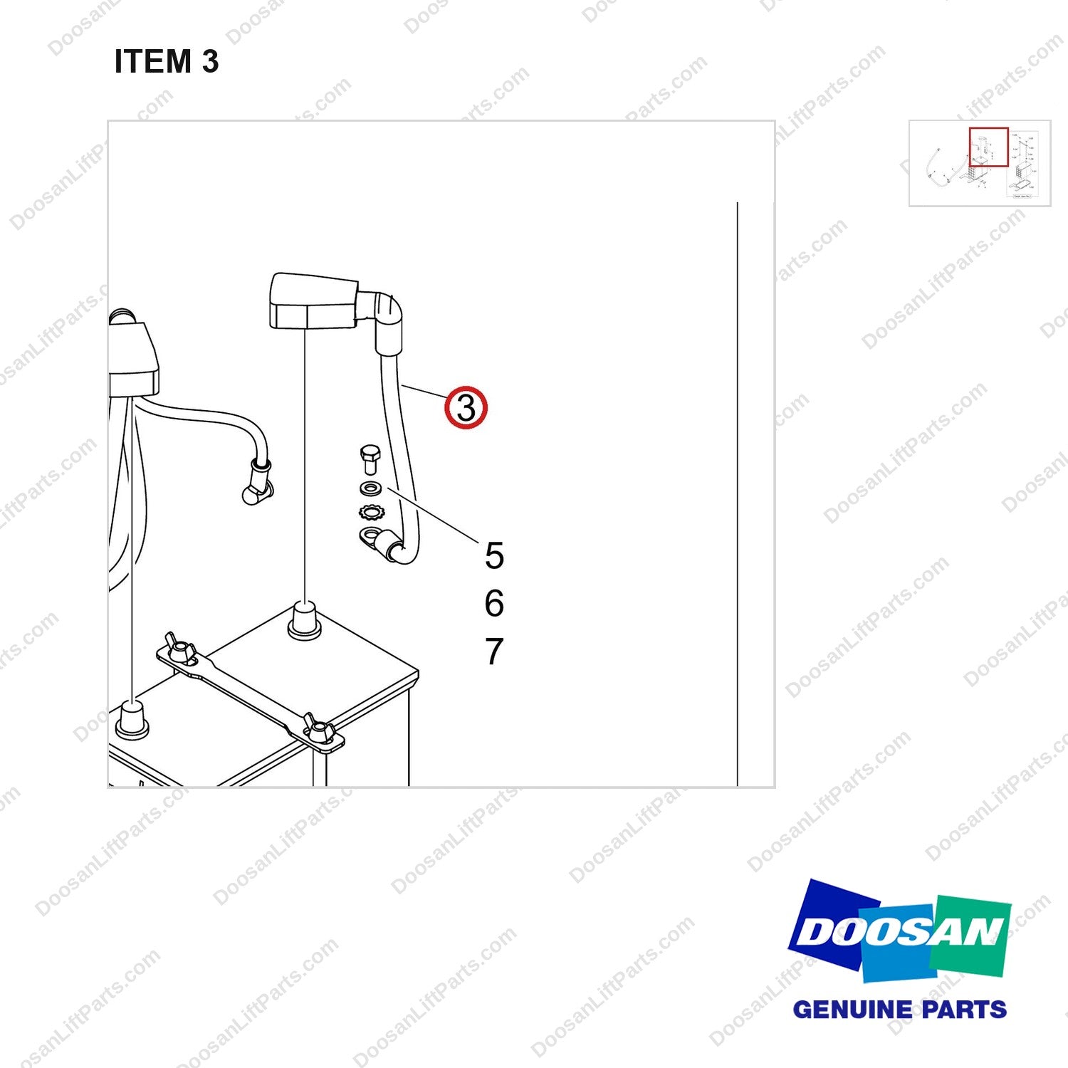 310203-12219 BATTERY GROUP - parts diagram, item 3 shown - genuine Doosan / Bobcat forklift part