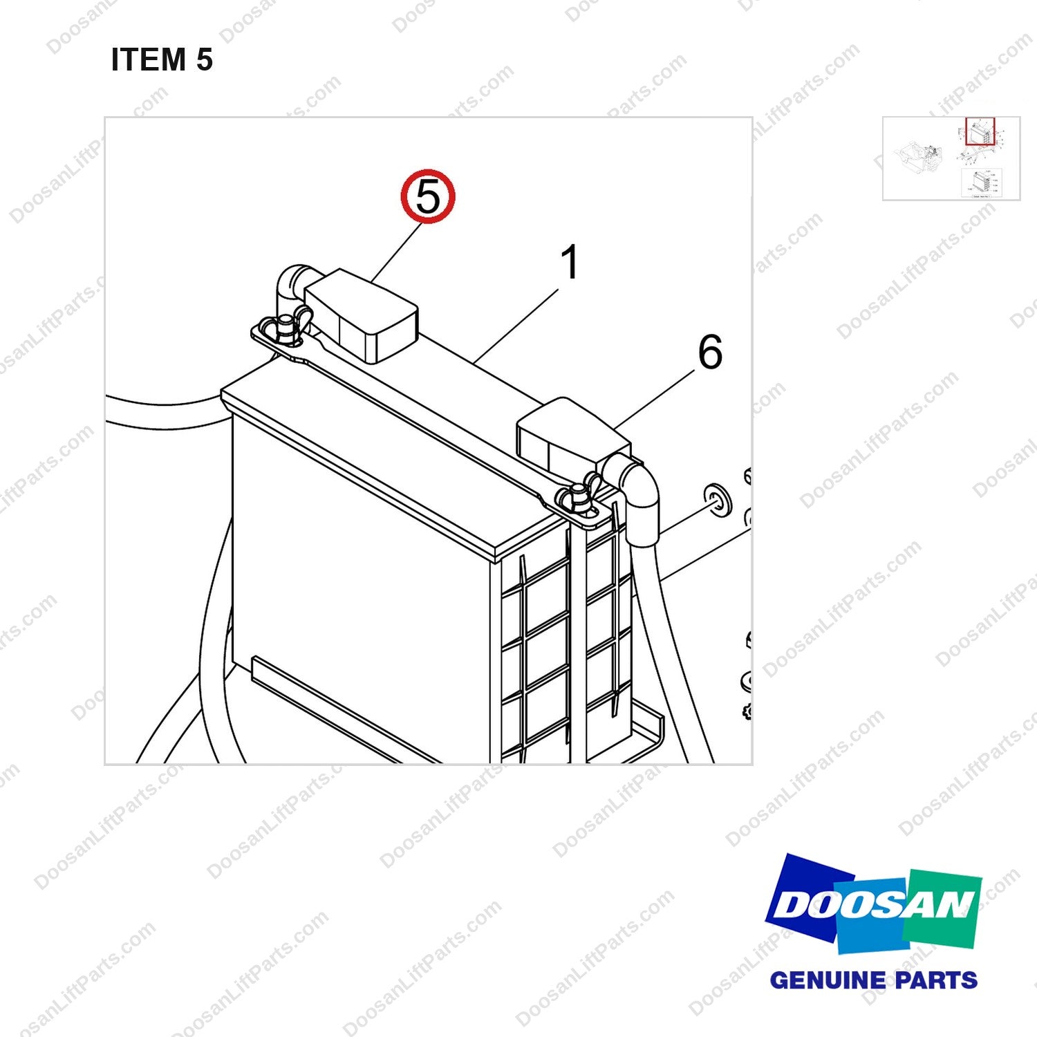 310203-12221 BATTERY GROUP - parts diagram, item 5 shown - genuine Doosan / Bobcat forklift part