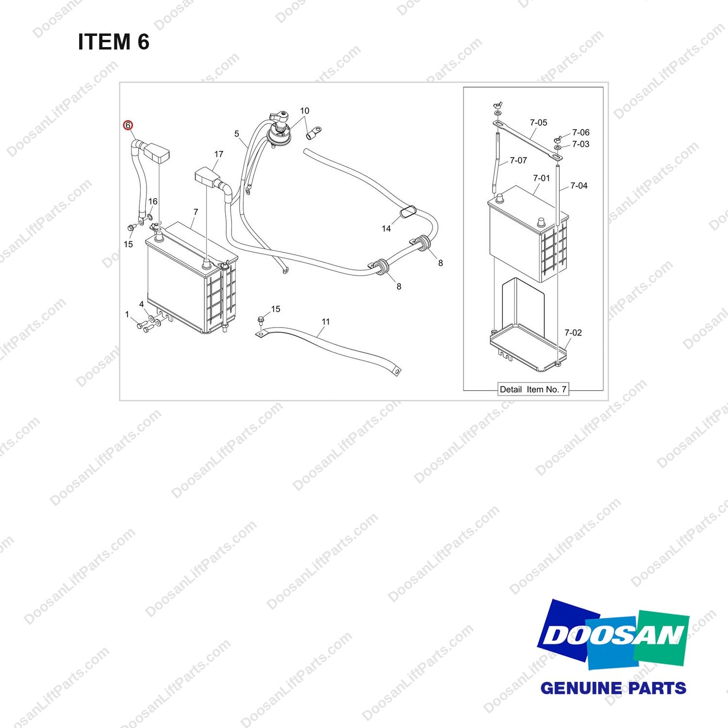 310203-12224 BATTERY GP UL - full parts diagram, item 6 marked - genuine Doosan / Bobcat forklift part
