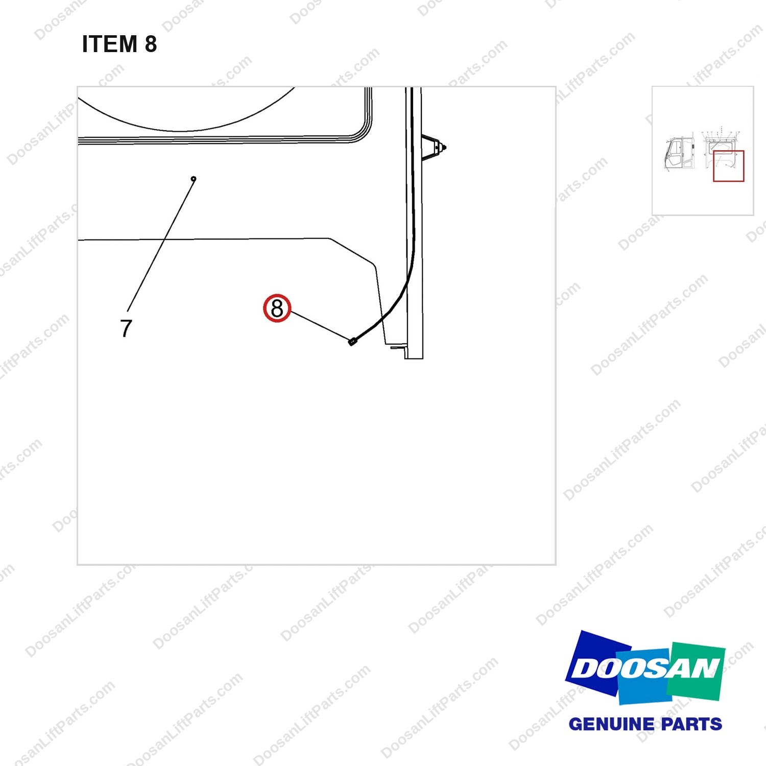 310207-00144 Changeover AR.-Rear Wiper Cabin - parts diagram, item 8 shown - genuine Doosan / Bobcat forklift part