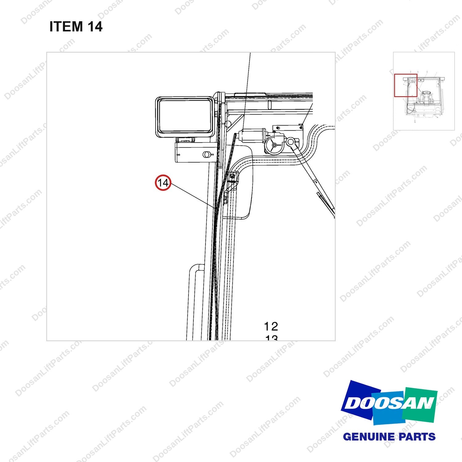 310207-00171 Cabin Gp-Modular B Type - parts diagram, item 14 shown - genuine Doosan / Bobcat forklift part