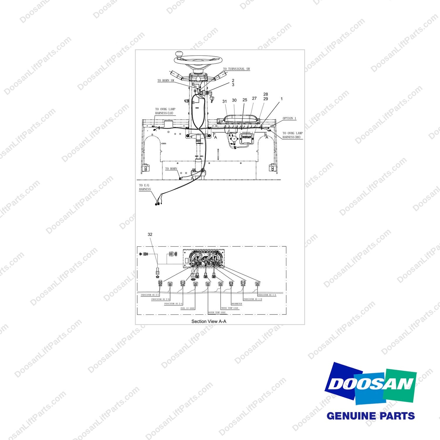 310207-01314 WIRING GROUP - full parts diagram - genuine Doosan / Bobcat forklift part