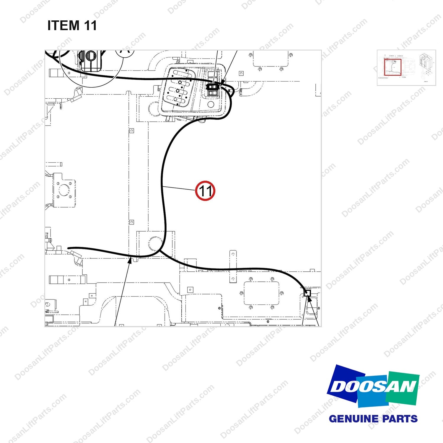 310207-02012 FRONT WIPER, DIESEL(HOME);MODULAR CABIN - parts diagram, item 11 shown - genuine Doosan / Bobcat forklift part
