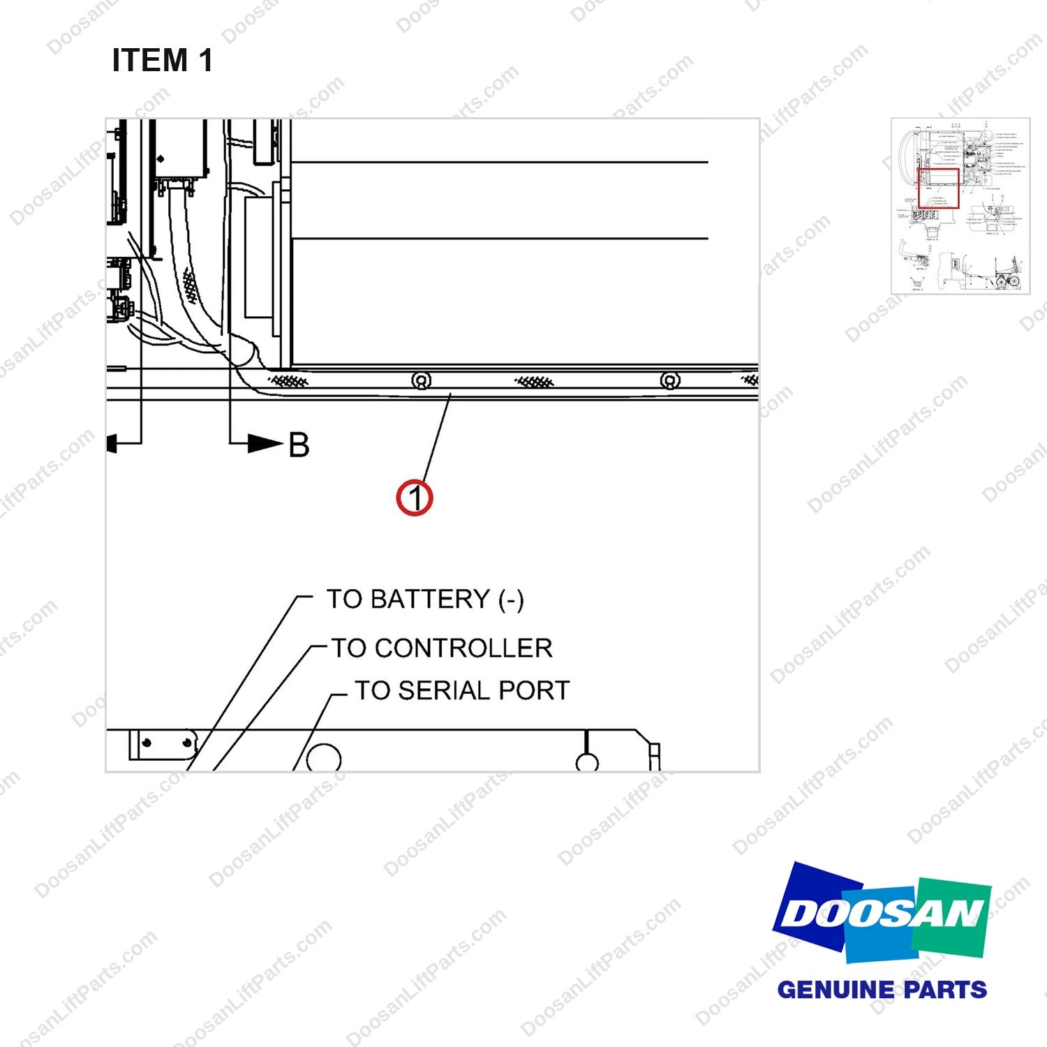 310207-04302 WIRING GP(AC MOTOR) - parts diagram, item 1 shown - genuine Doosan / Bobcat forklift part