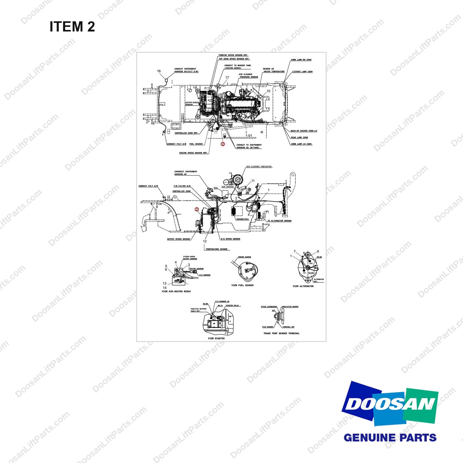 310207-04693 Wiring Gp-OCD Type Brake - full parts diagram, item 2 marked - genuine Doosan / Bobcat forklift part