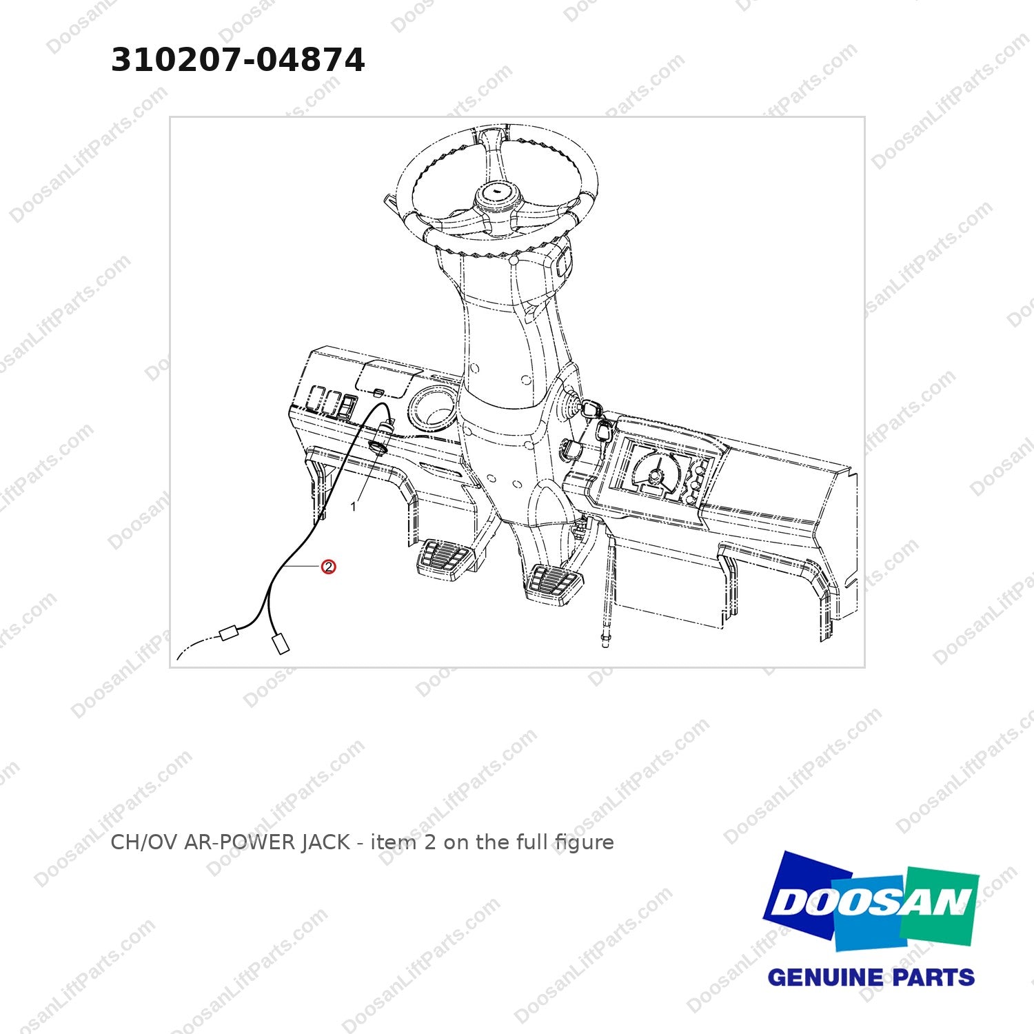 310207-04874 CH/OV AR-POWER JACK - full parts diagram, item 2 marked - genuine Doosan / Bobcat forklift part