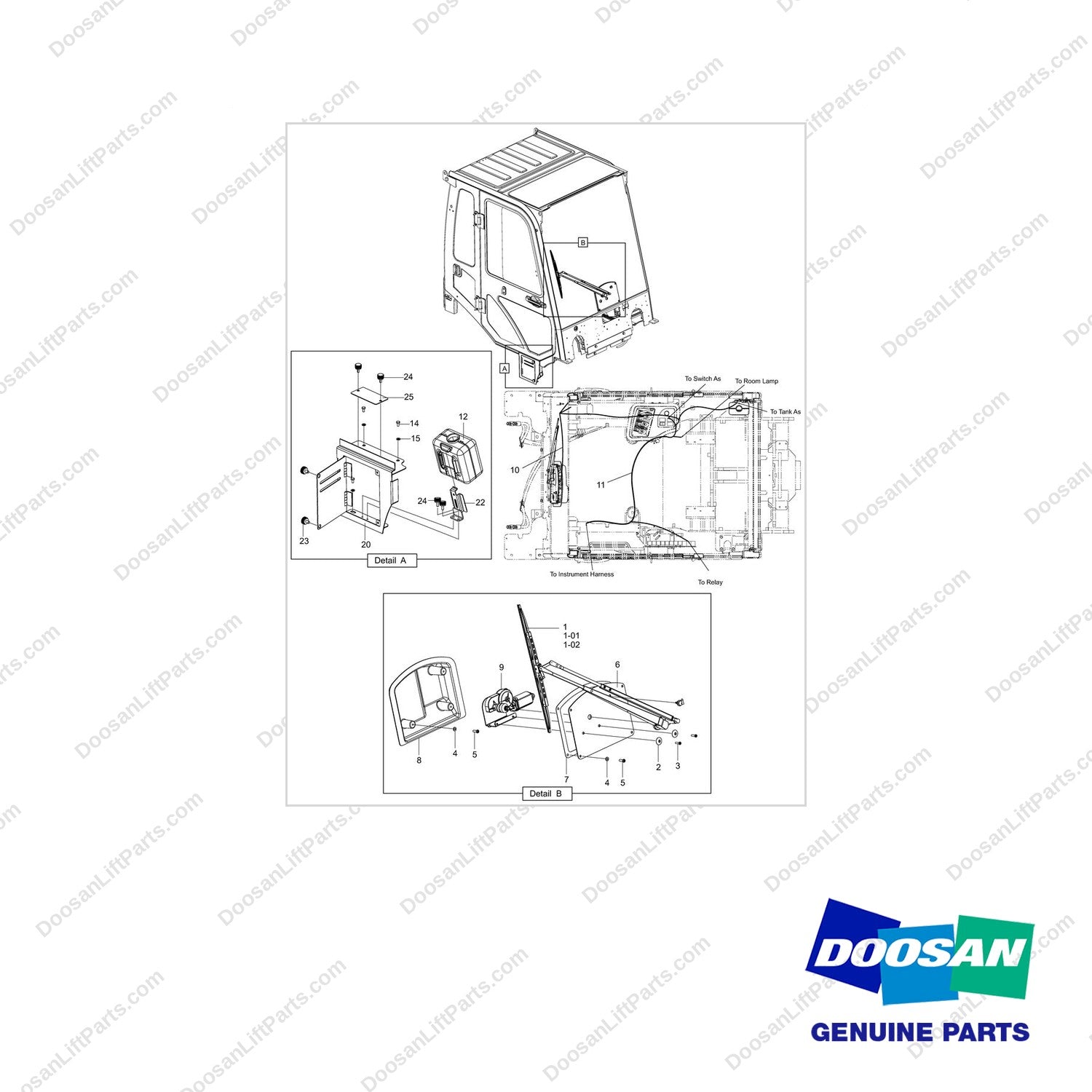 310207-04926 MOUNT GROUP;WIPER,CABIN - full parts diagram - genuine Doosan / Bobcat forklift part