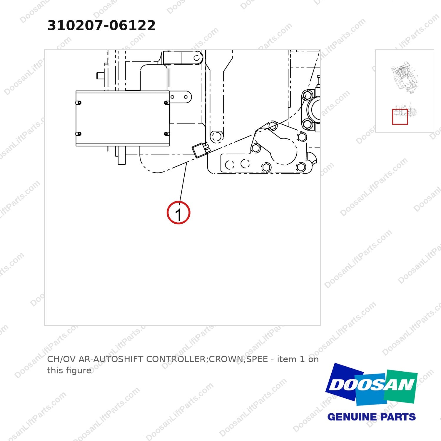 310207-06122 CH/OV AR-AUTOSHIFT CONTROLLER;CROWN,SPEE - parts diagram, item 1 shown - genuine Doosan / Bobcat forklift part