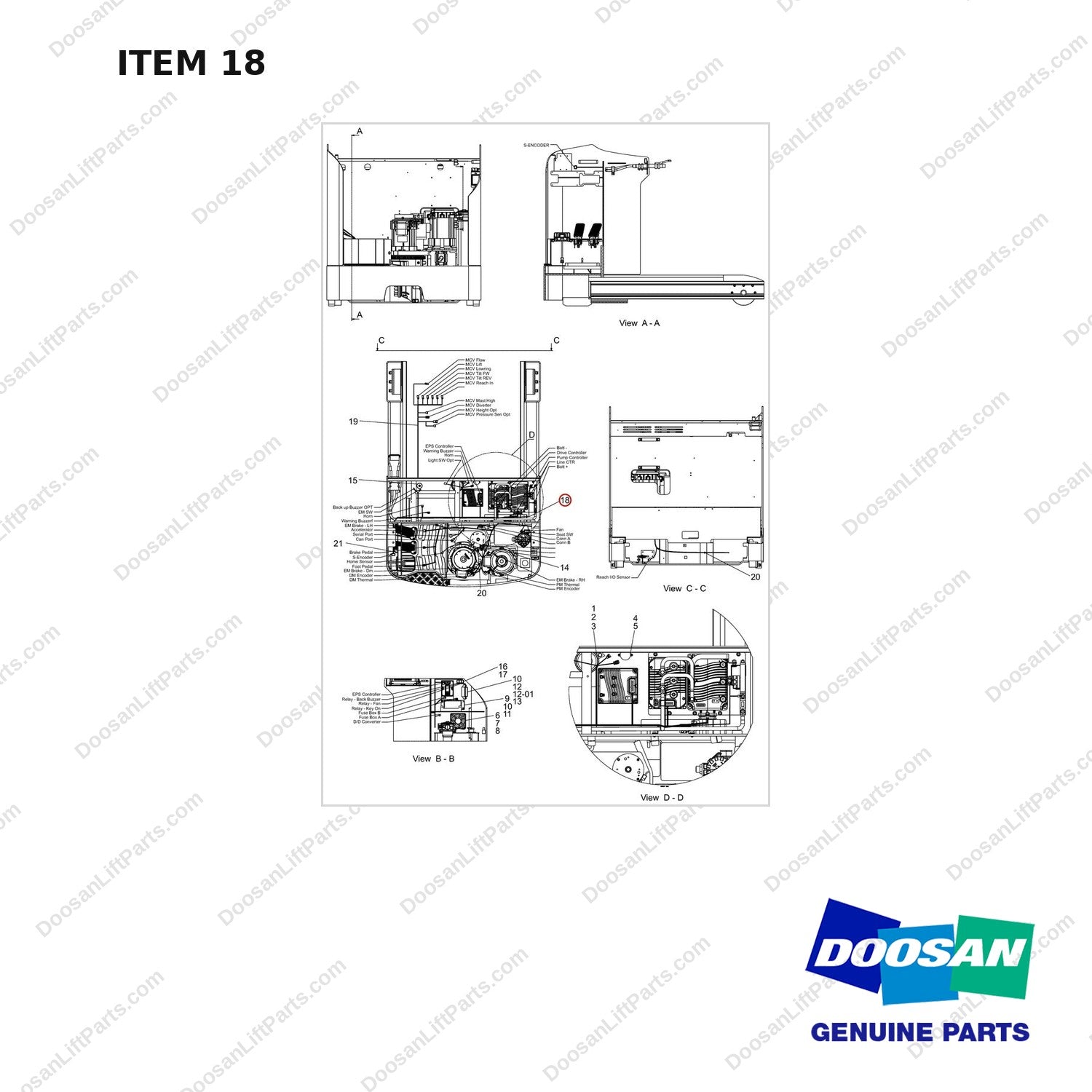 310207-06127 WIRE WIRE GROUP;BR14/16JW-7 PLUS - full parts diagram, item 18 marked - genuine Doosan / Bobcat forklift part