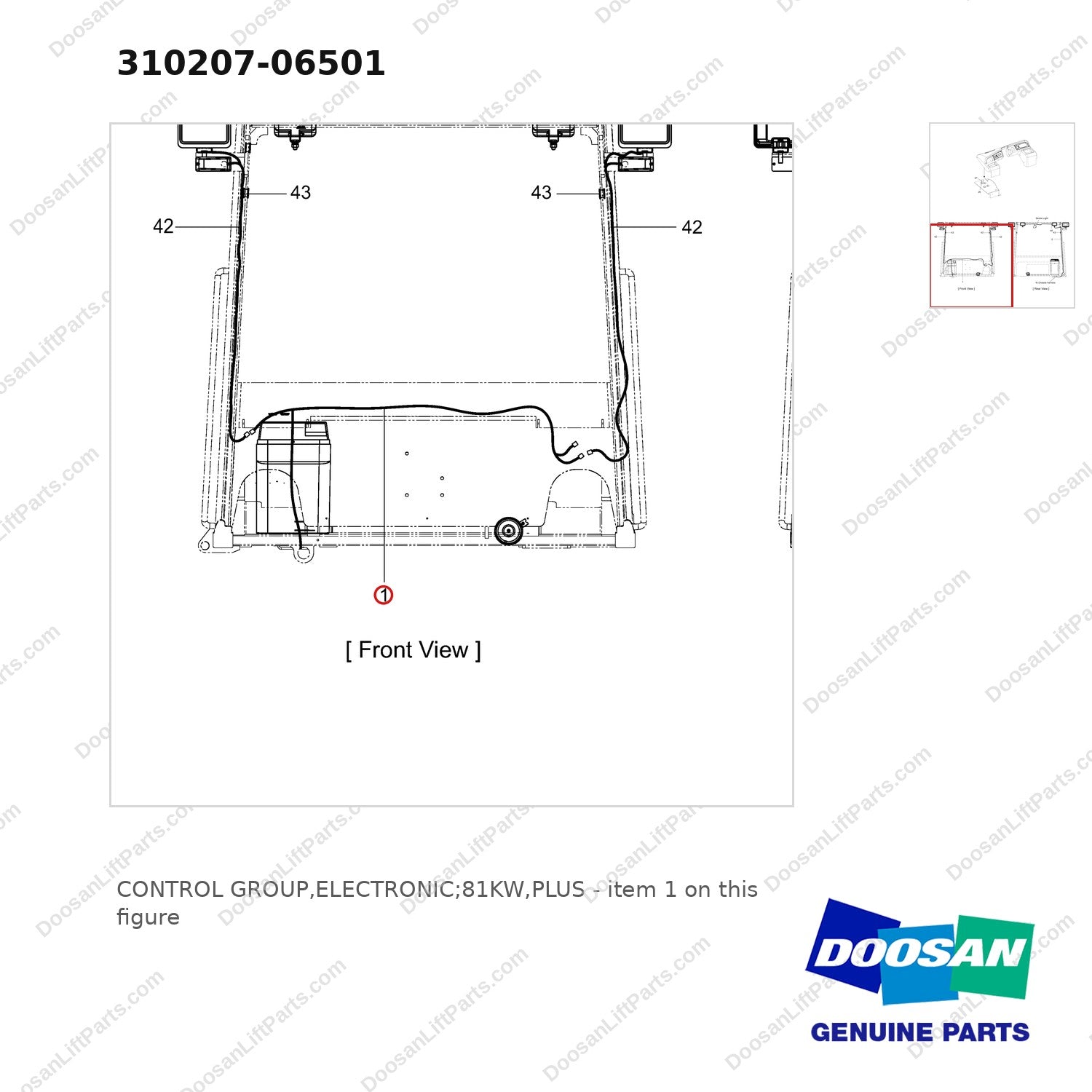 310207-06501 CONTROL GROUP,ELECTRONIC;81KW,PLUS - parts diagram, item 1 shown - genuine Doosan / Bobcat forklift part