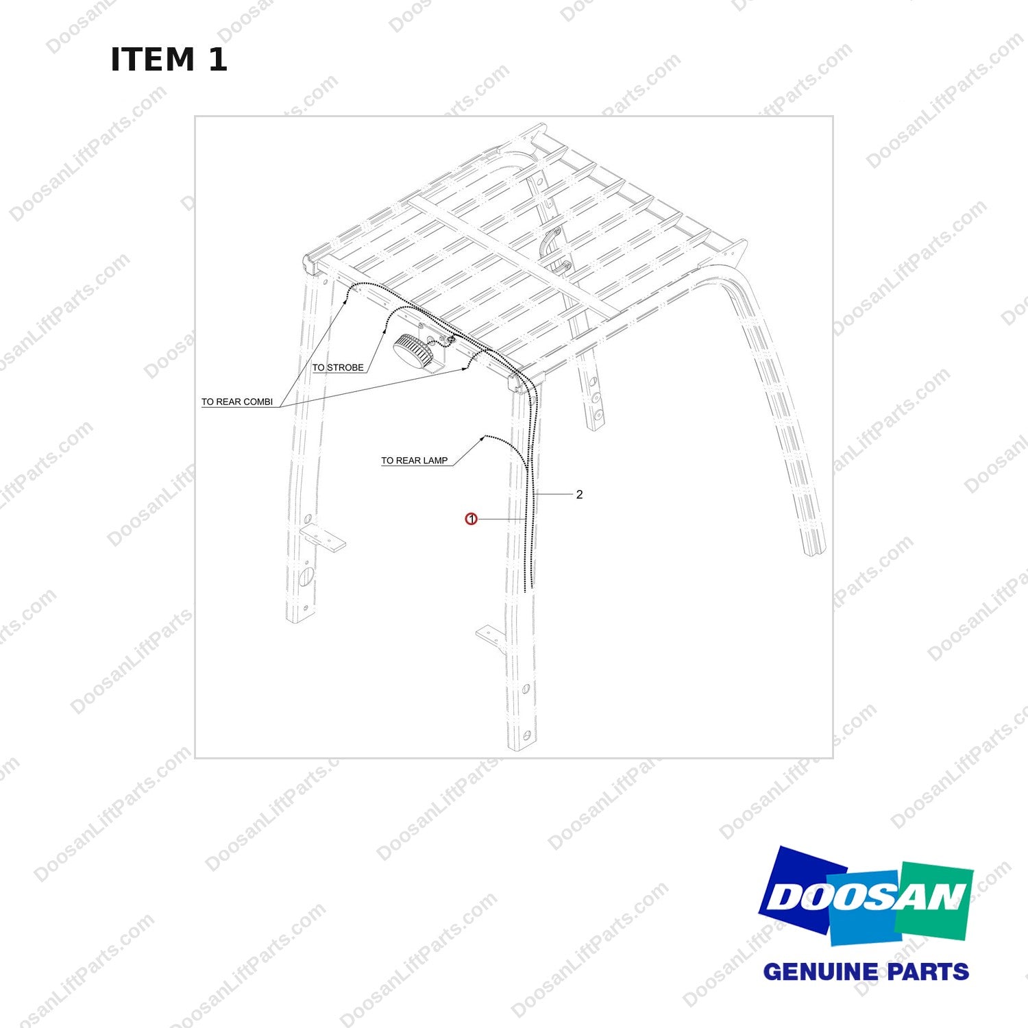 310207-06679 ELECTRIC WIRING OPTION-WIRE FOR SPOT LIGHT;W/ - full parts diagram, item 1 marked - genuine Doosan / Bobcat forklift part