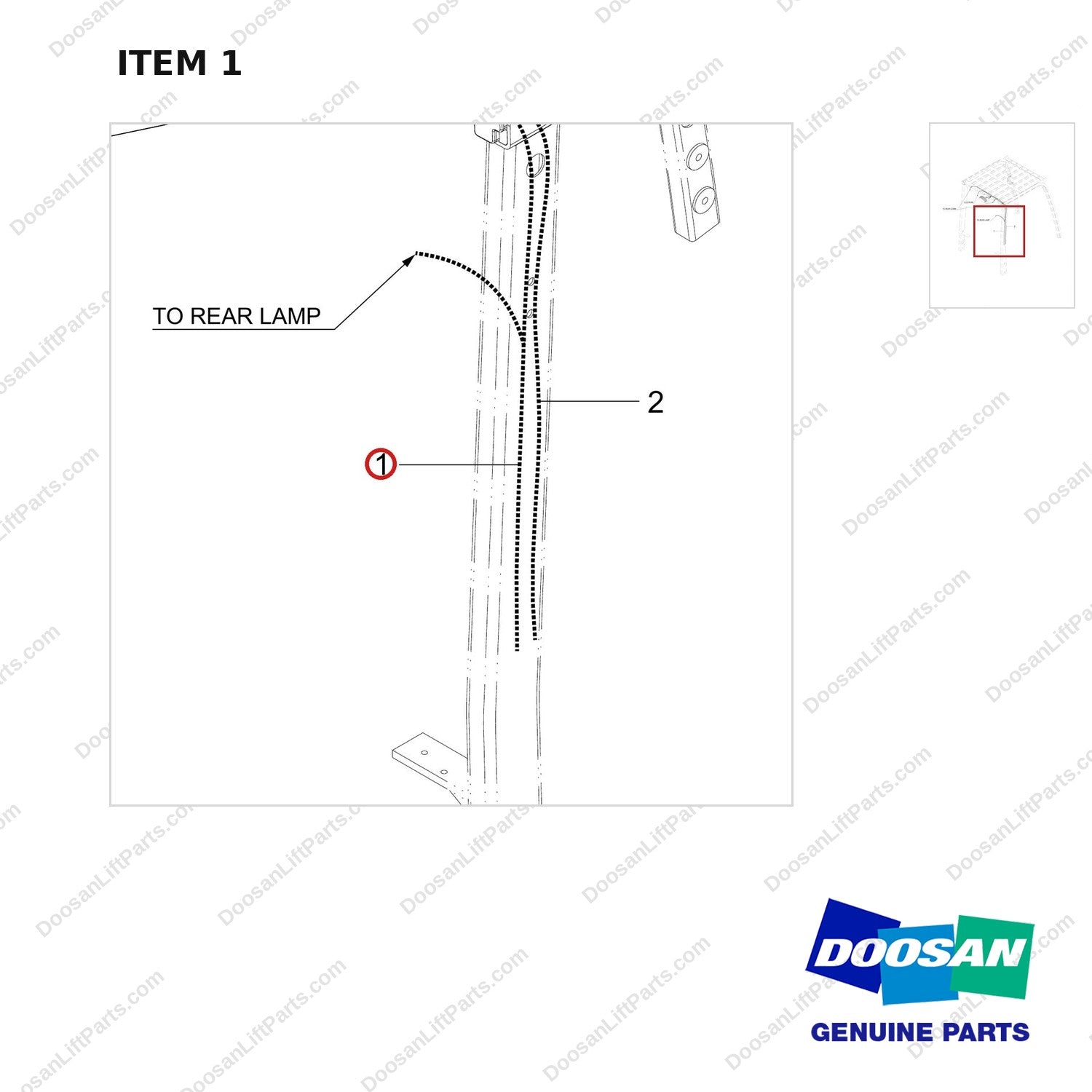 310207-06679 ELECTRIC WIRING OPTION-WIRE FOR SPOT LIGHT;W/ - parts diagram, item 1 shown - genuine Doosan / Bobcat forklift part