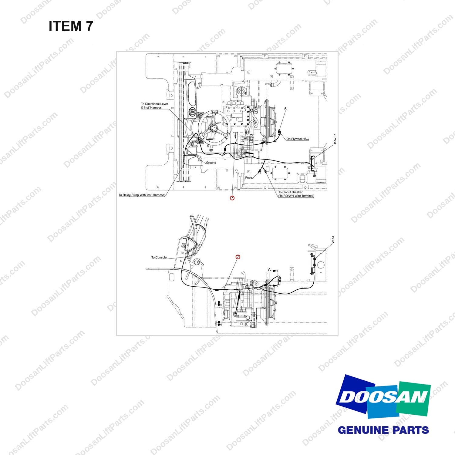 310207-06832 ASC CONTROLLER GP;D45SE-7 - full parts diagram, item 7 marked - genuine Doosan / Bobcat forklift part