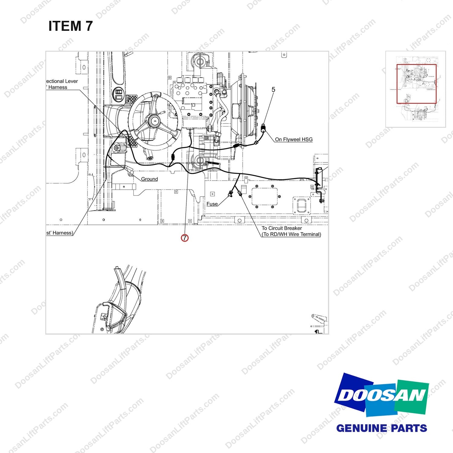 310207-06832 ASC CONTROLLER GP;D45SE-7 - parts diagram, item 7 shown - genuine Doosan / Bobcat forklift part