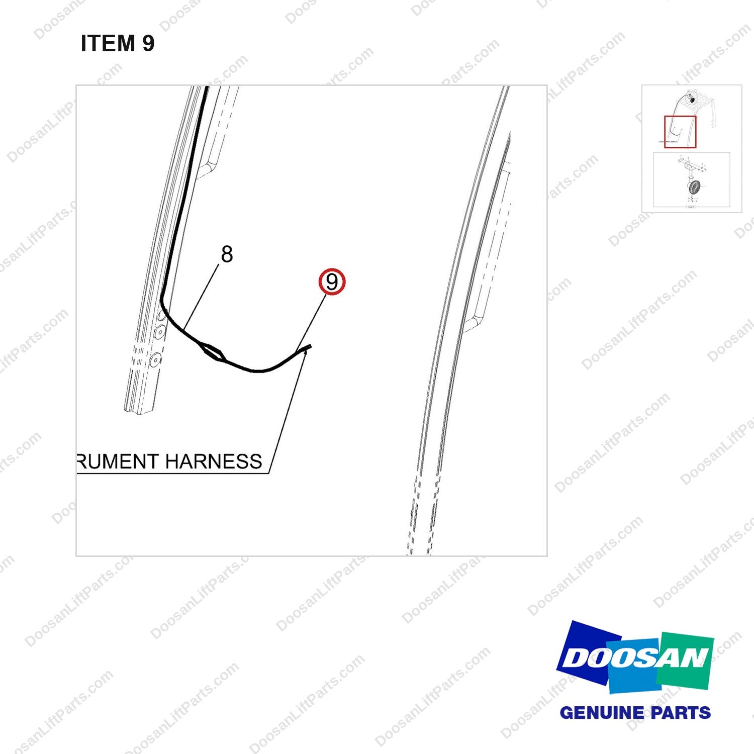 310207-07981 OPTION-FAN - parts diagram, item 9 shown - genuine Doosan / Bobcat forklift part